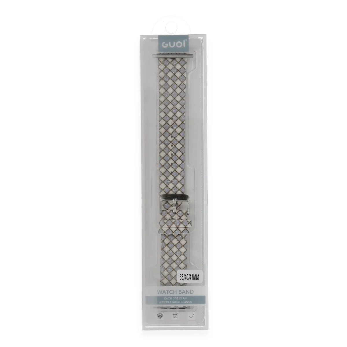 Lila Karo Motif Kordon - 38mm Şık Akıllı Saat Bantı