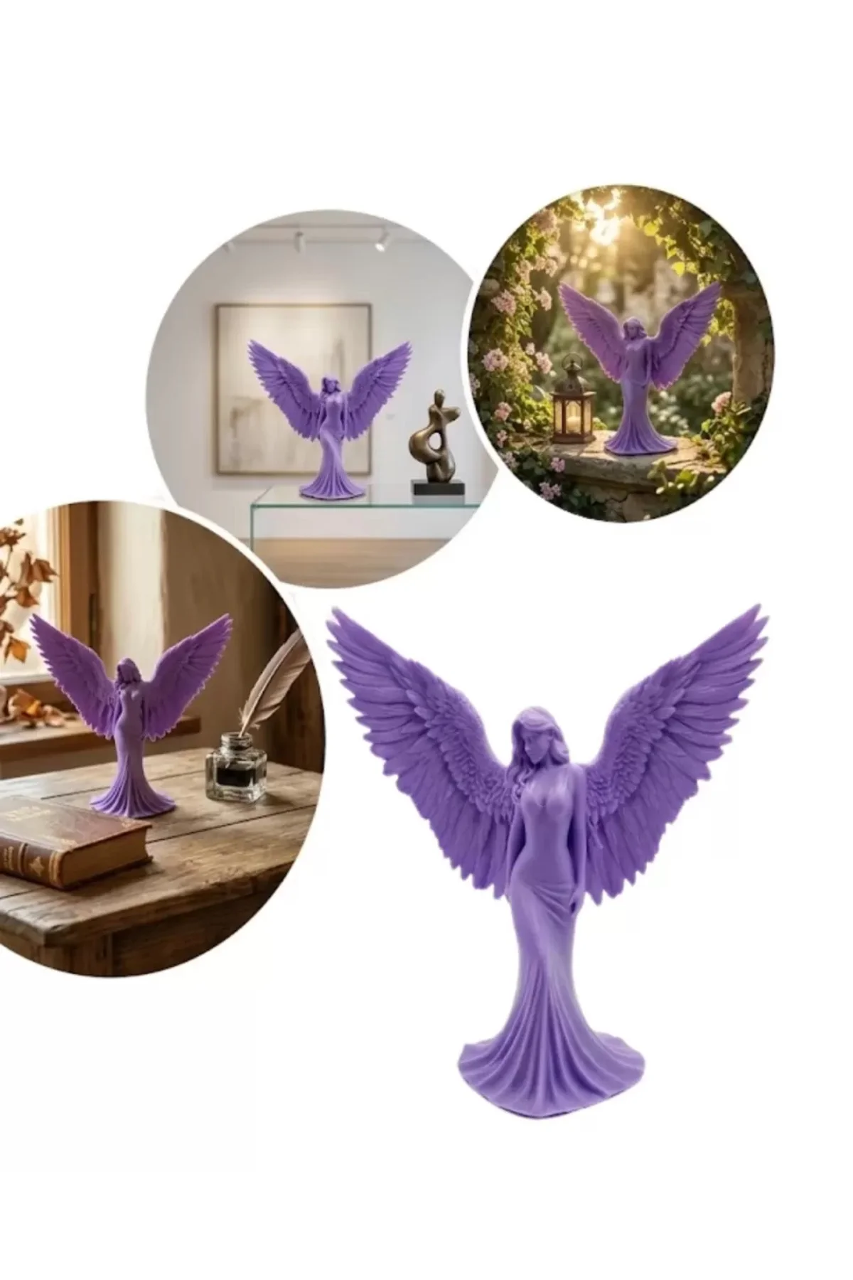 Lila Melek Biblo 3d Dekoratif Angel Figür Ev Aksesuarı