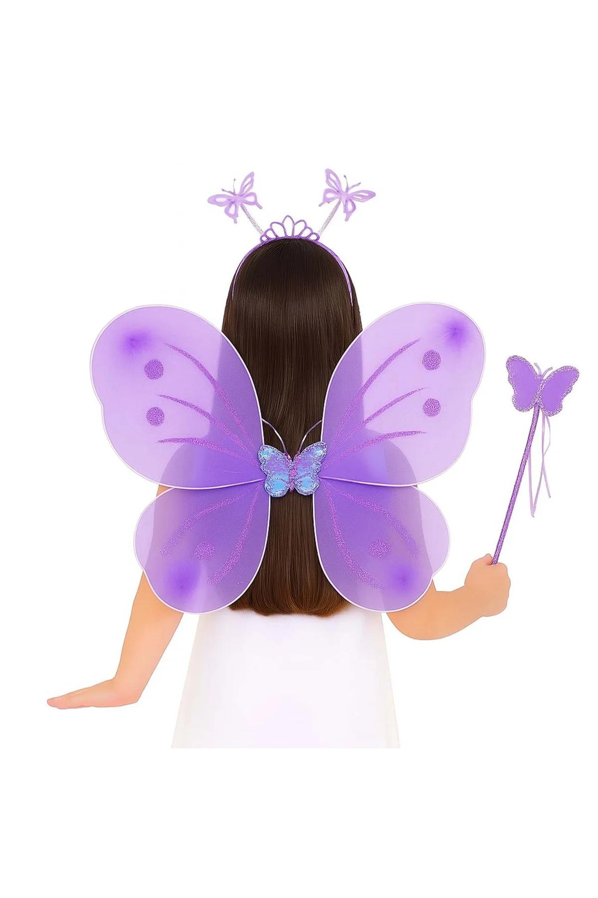 Lila Mor Kelebek Kız Seti – 50 cm Kelebek Kanadı, Taç ve Asa Lila Mor Kelebek Kız Seti – 50 cm Kelebek Kanadı, Taç ve Asa