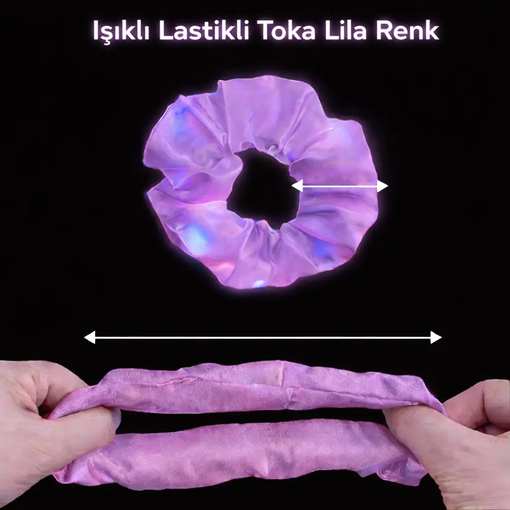 Lila Mor Renk Led Işıklı Lastikli Saç Tokası - 3 Modlu Festival &
