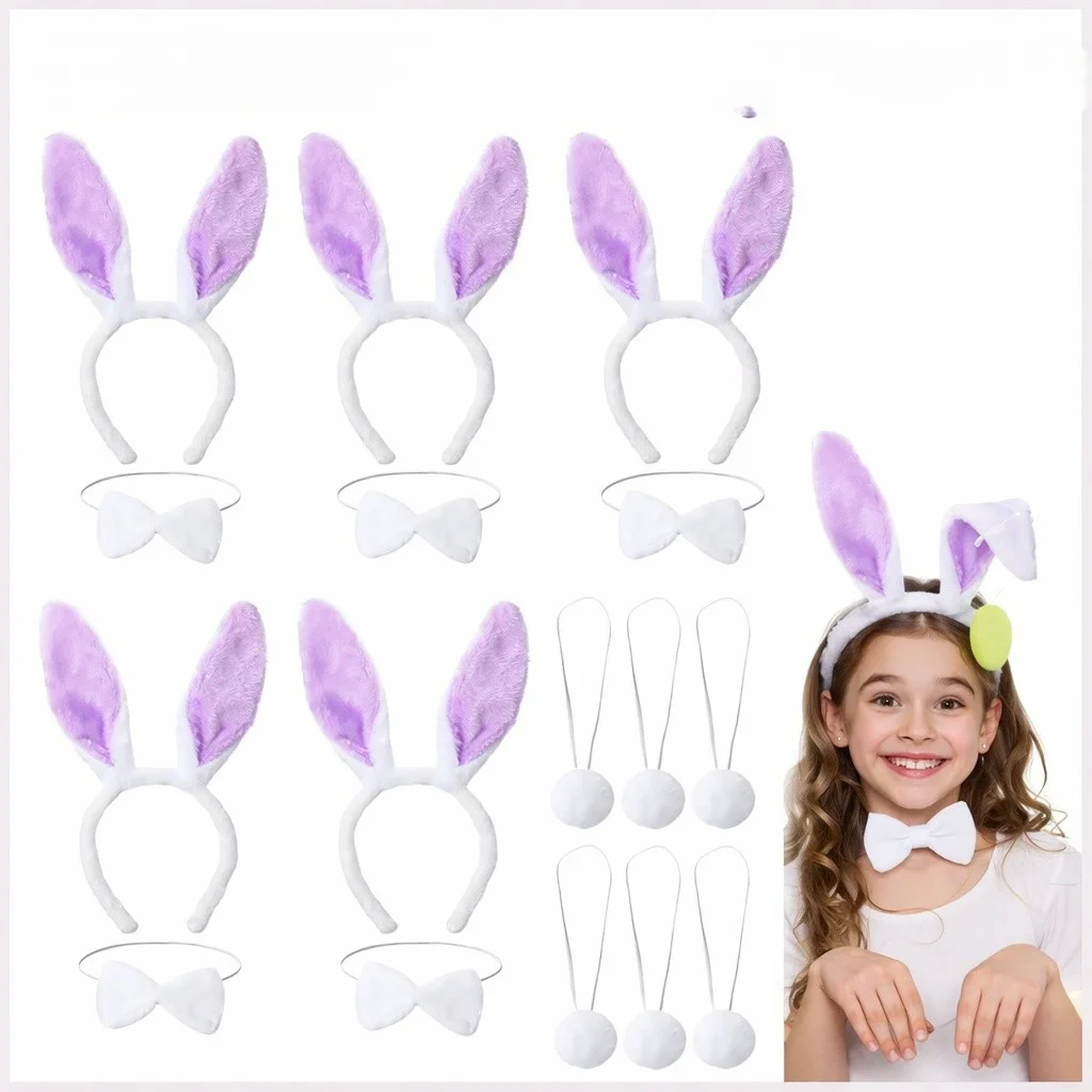Lila Tavşan Sahne Seti 6'lı Set Taç Papyon Kuyruk Lila Tavşan Sahne Seti 6'lı Set Taç Papyon Kuyruk