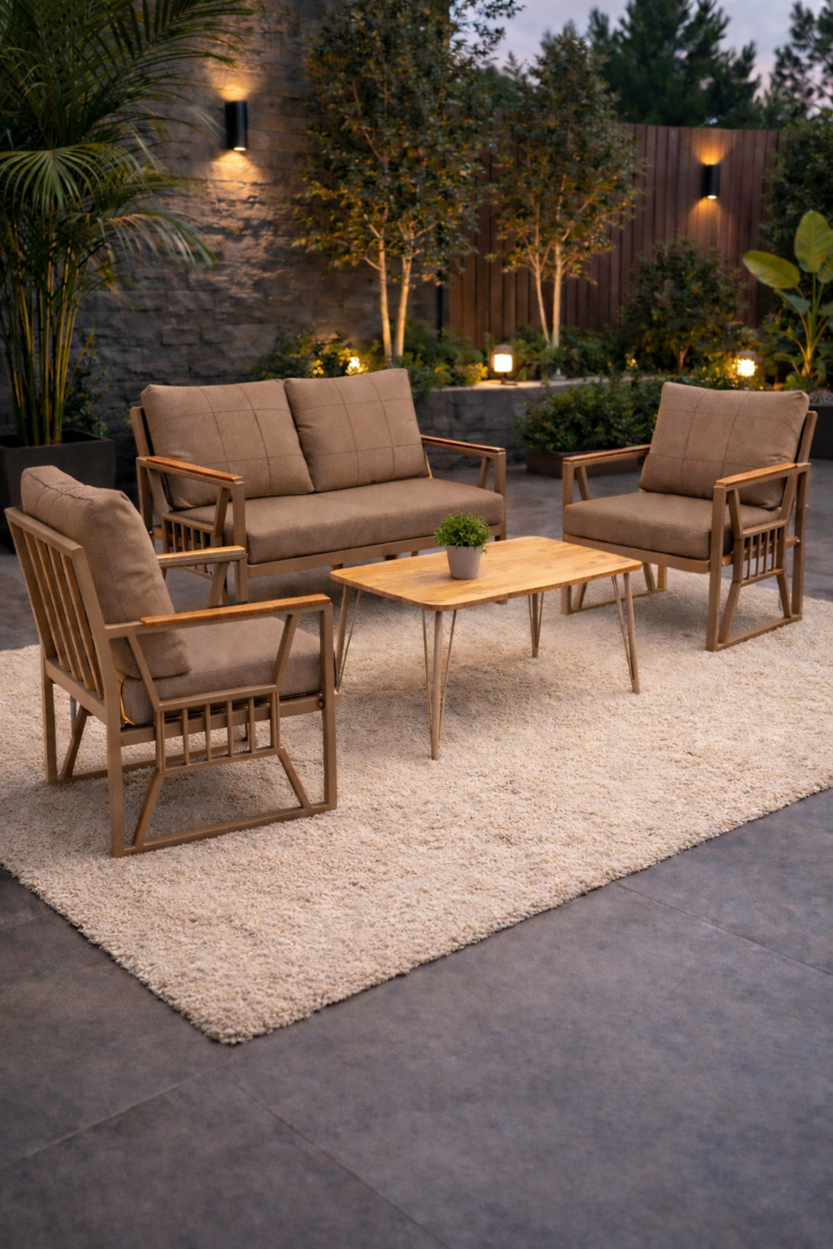 Lily Cappuccino 211 Masalı Kahverengi Bahçe Takımı | Balkon & Ter