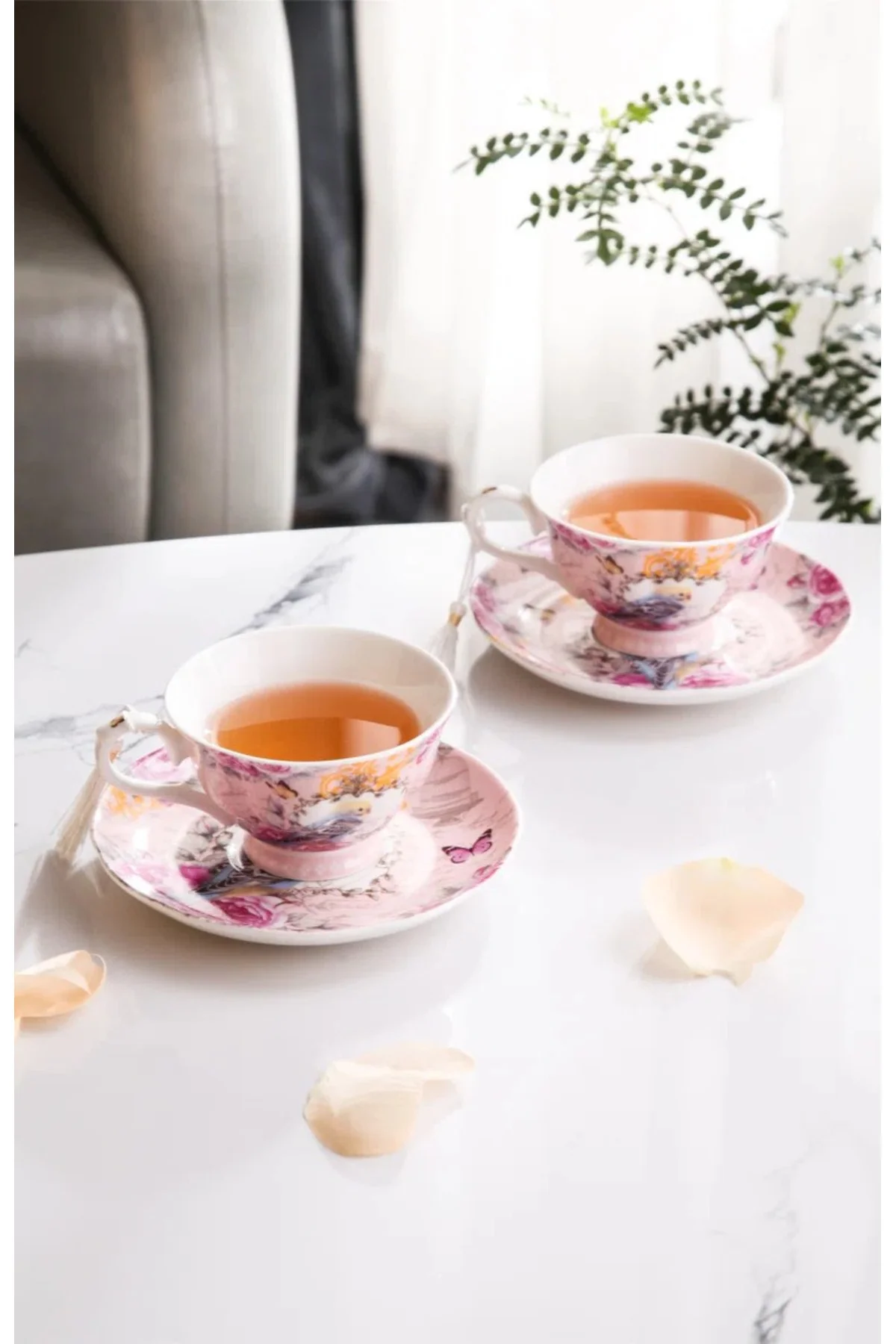 Lily Manor Alhambra Bone China İngiliz Pembe 2'li Çay Fincanı Set