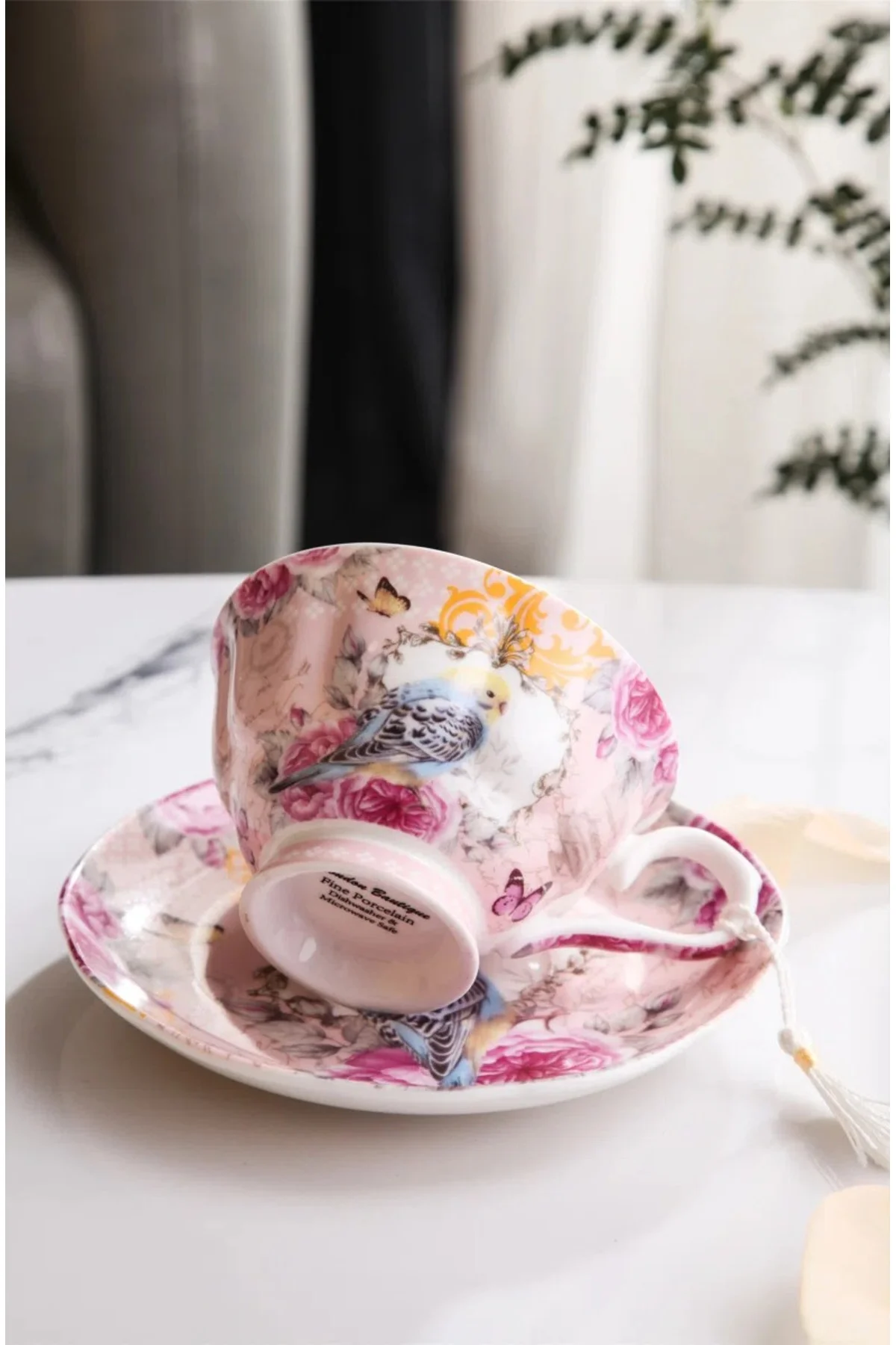 Lily Manor Alhambra Bone China İngiliz Pembe 2'li Çay Fincanı Set