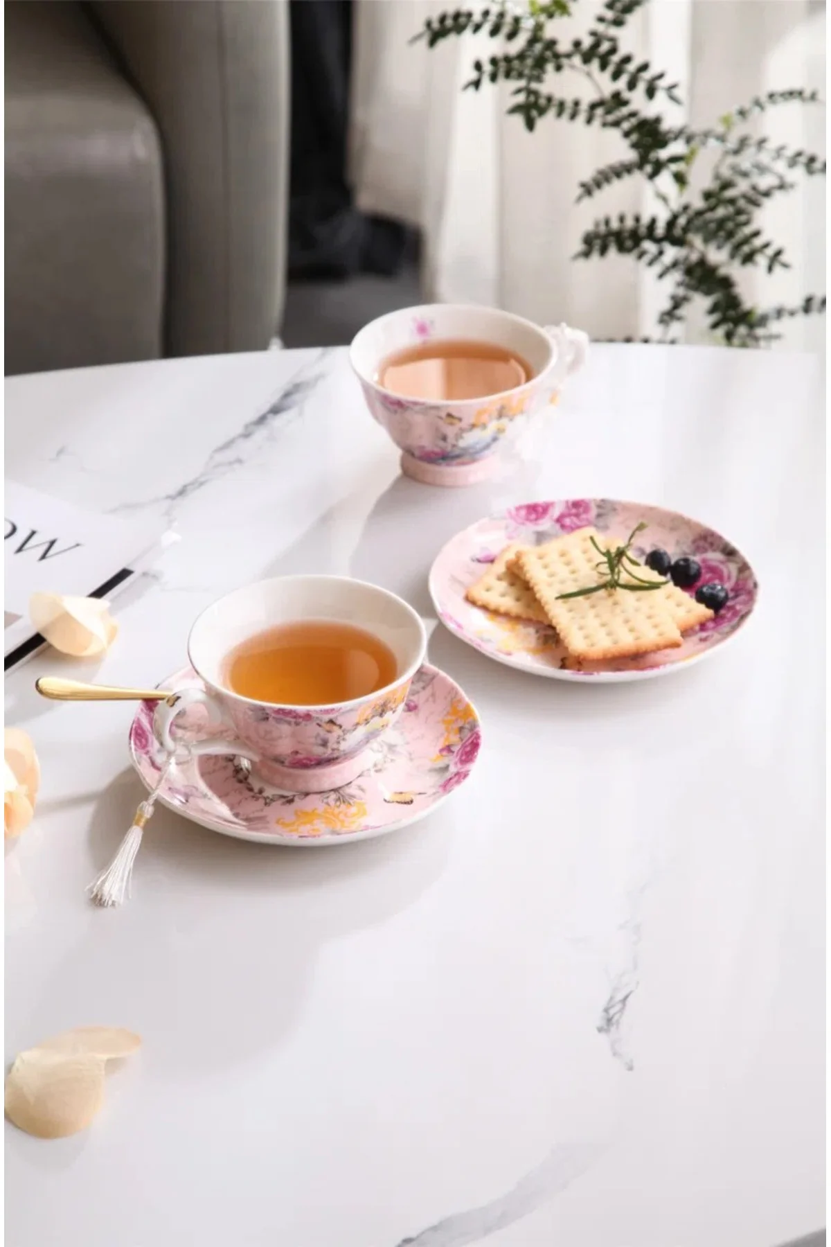 Lily Manor Alhambra Bone China İngiliz Pembe 2'li Çay Fincanı Set