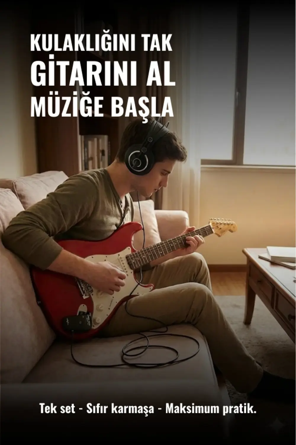 Lilya STR309 HSS Elektro Gitar – Kulaklık Amfi Seti (NUX GP-1 ve