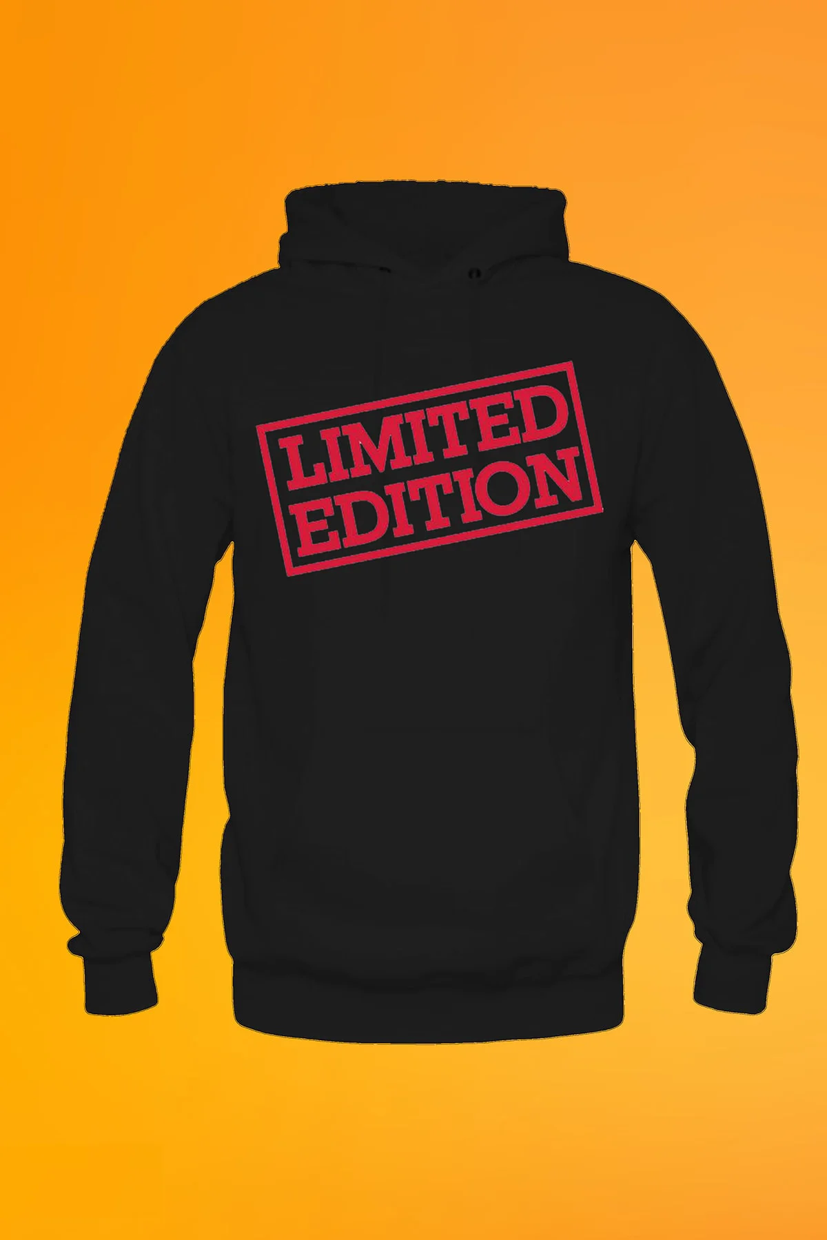 Limited Edition Baskılı Siyah Unisex Kanguru Cep Kapüşonlu Sweatshirt