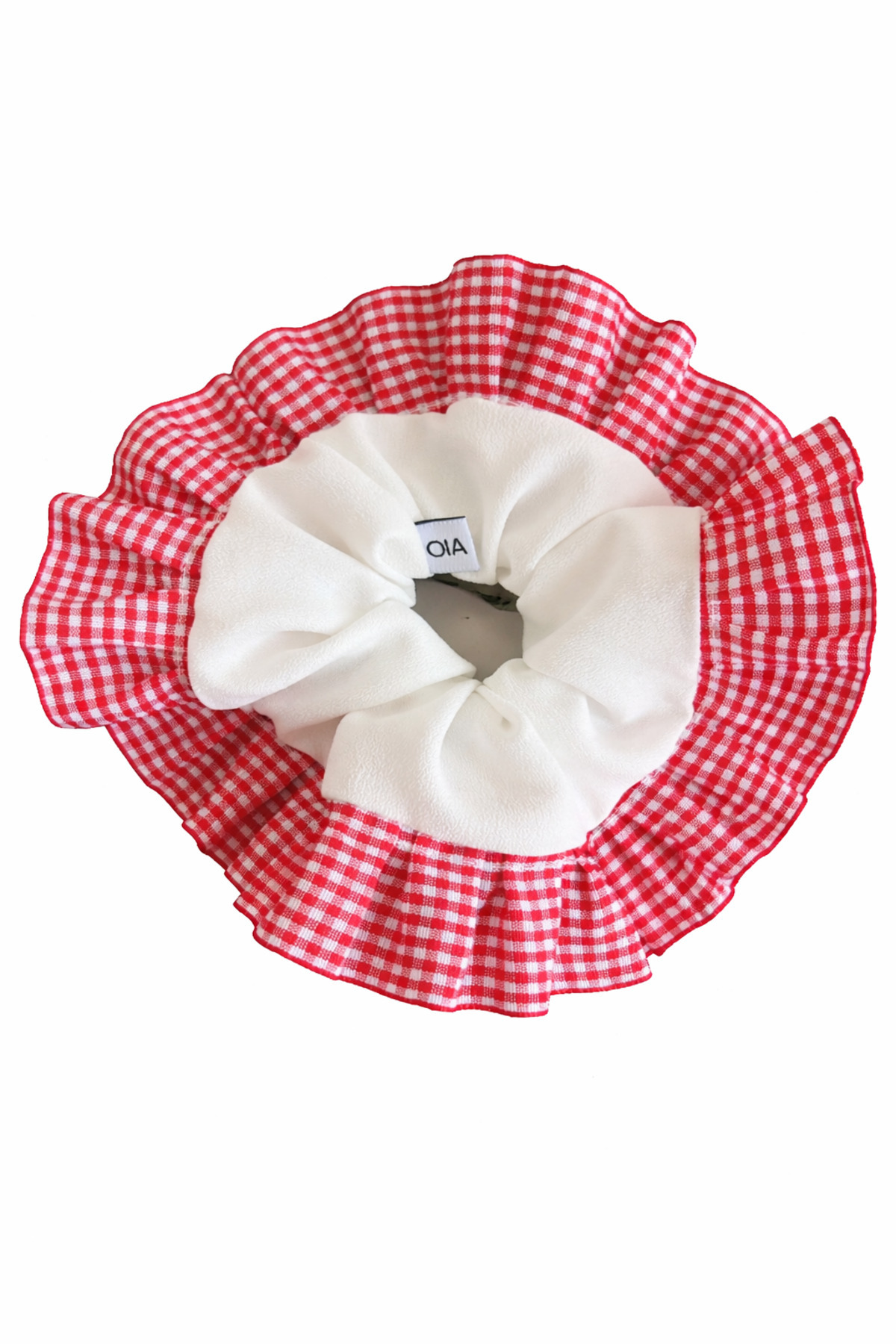 Limited Swan Beyaz Kırmızı Pötikare Scrunchie Lastik Toka
