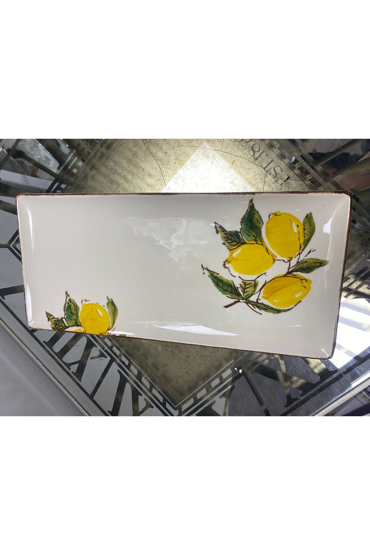 Limon Desenli Dikdörtgen Sunum Tabağı 35x15cm Limon Desenli Dikdörtgen Sunum Tabağı 35x15cm