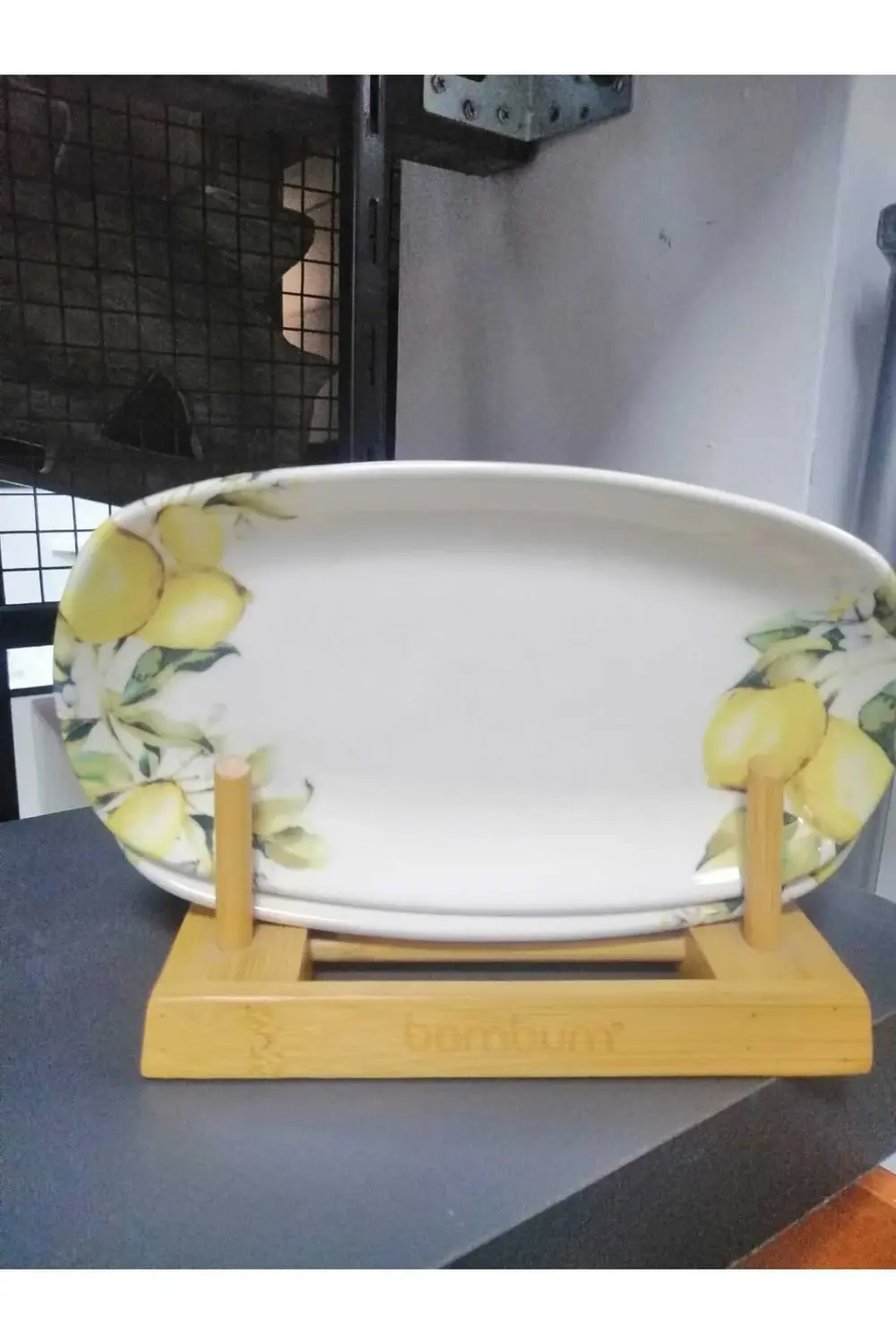 Limon Desenli Porselen Kayık Tabak