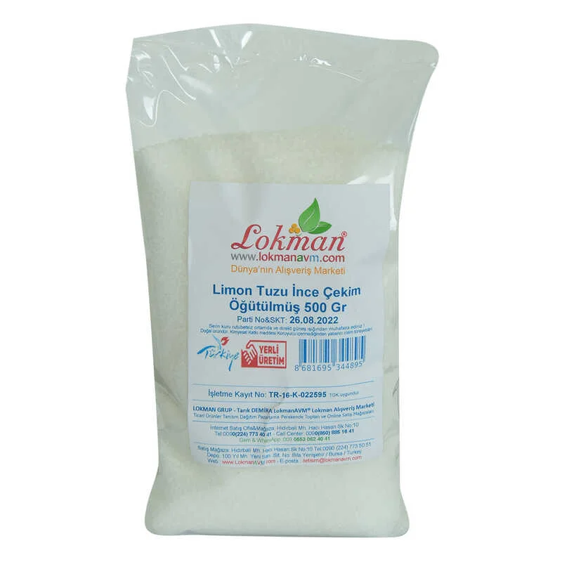 Limon Tuzu İnce Çekim Öğütülmüş 500 Gr Paket - Saf ve Aromalı
