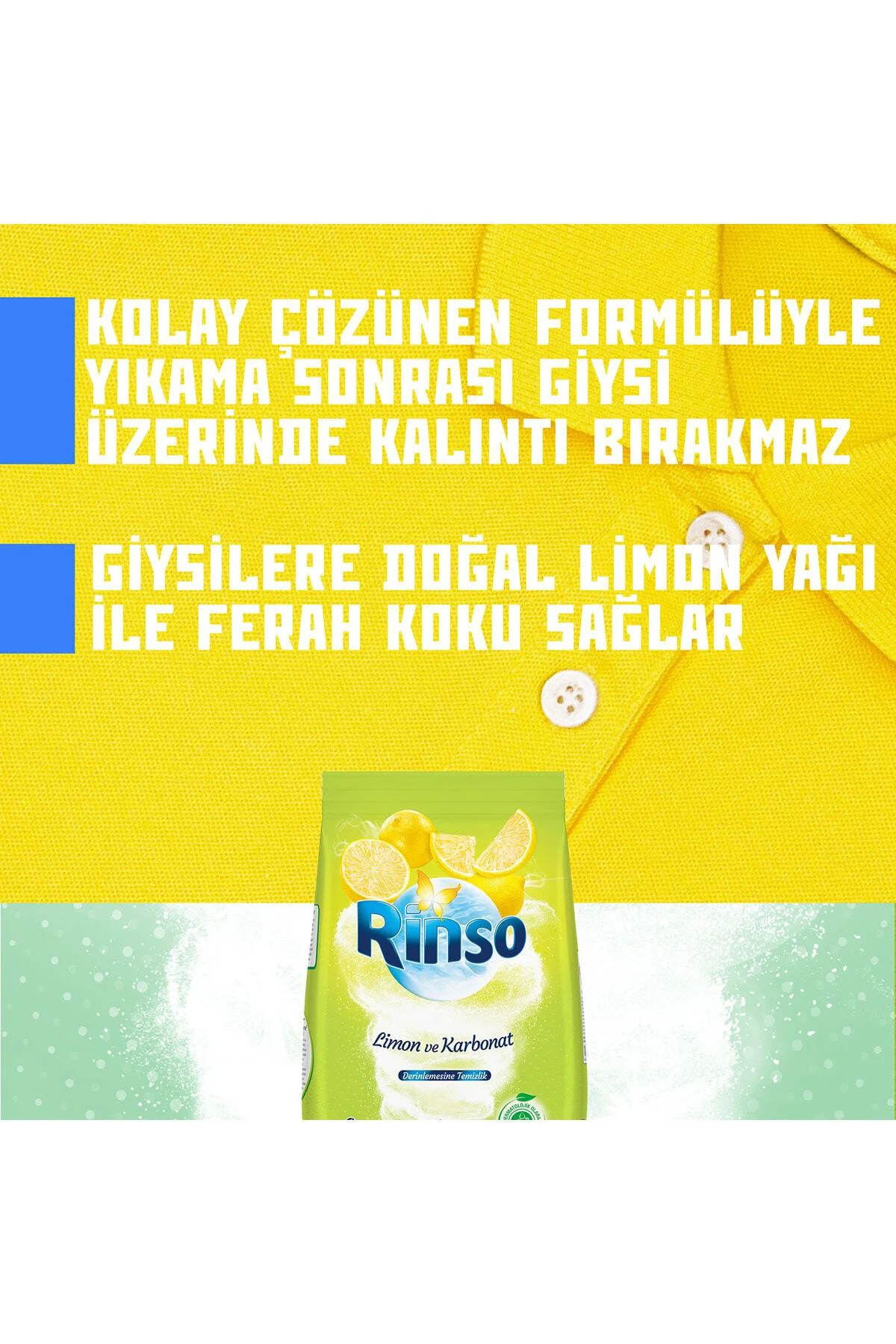 Limon ve Karbonat Renkliler ve Beyazlar İçin Toz Çamaşır Deterjan