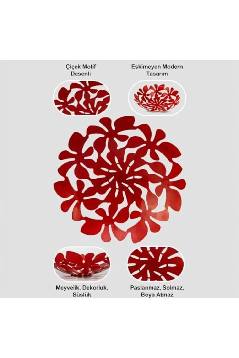 Lin Metal Daisy Dekoratif Tabak, Meyvelik 33 Cm Ln1246R 395519