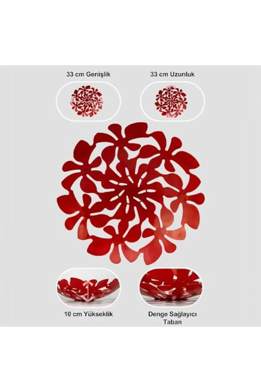 Lin Metal Daisy Dekoratif Tabak, Meyvelik 33 Cm Ln1246R 395519