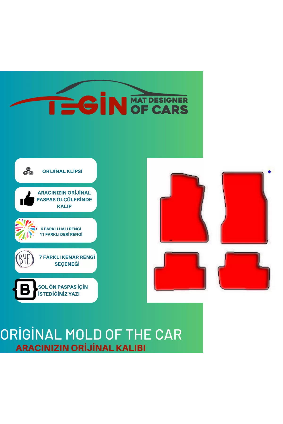 Lincoln Ls 2000-2006 Prime Kırmızı Halı Mavi Kenar Halı Paspas