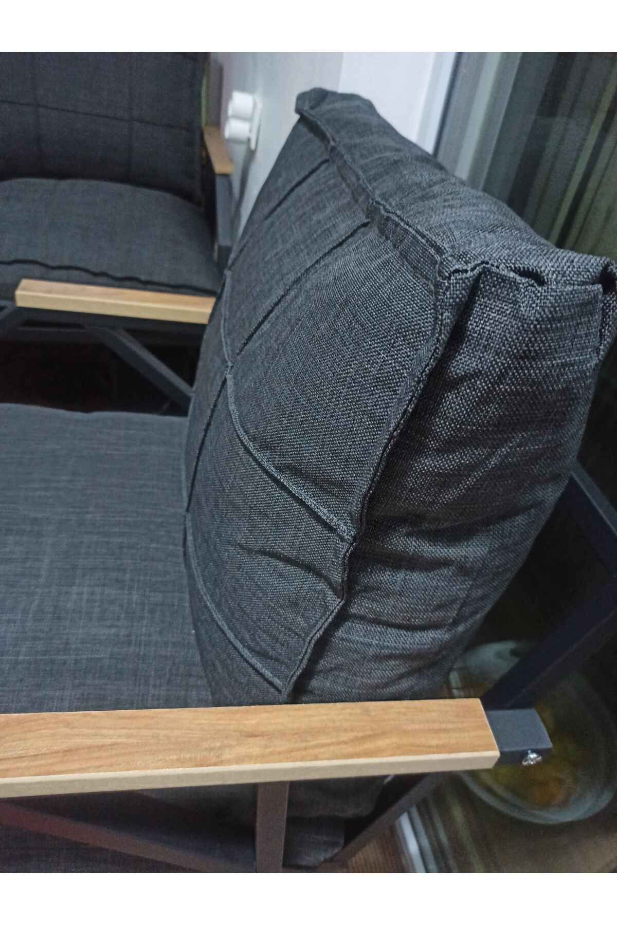 Linda 211 Antrasit Fermuarlı Bahçe Balkon Takımı, Cafe, Salon - M