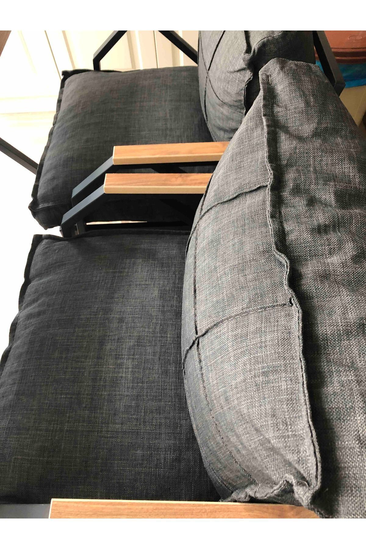 Linda 211 Antrasit Fermuarlı Bahçe Balkon Takımı, Cafe, Salon - M