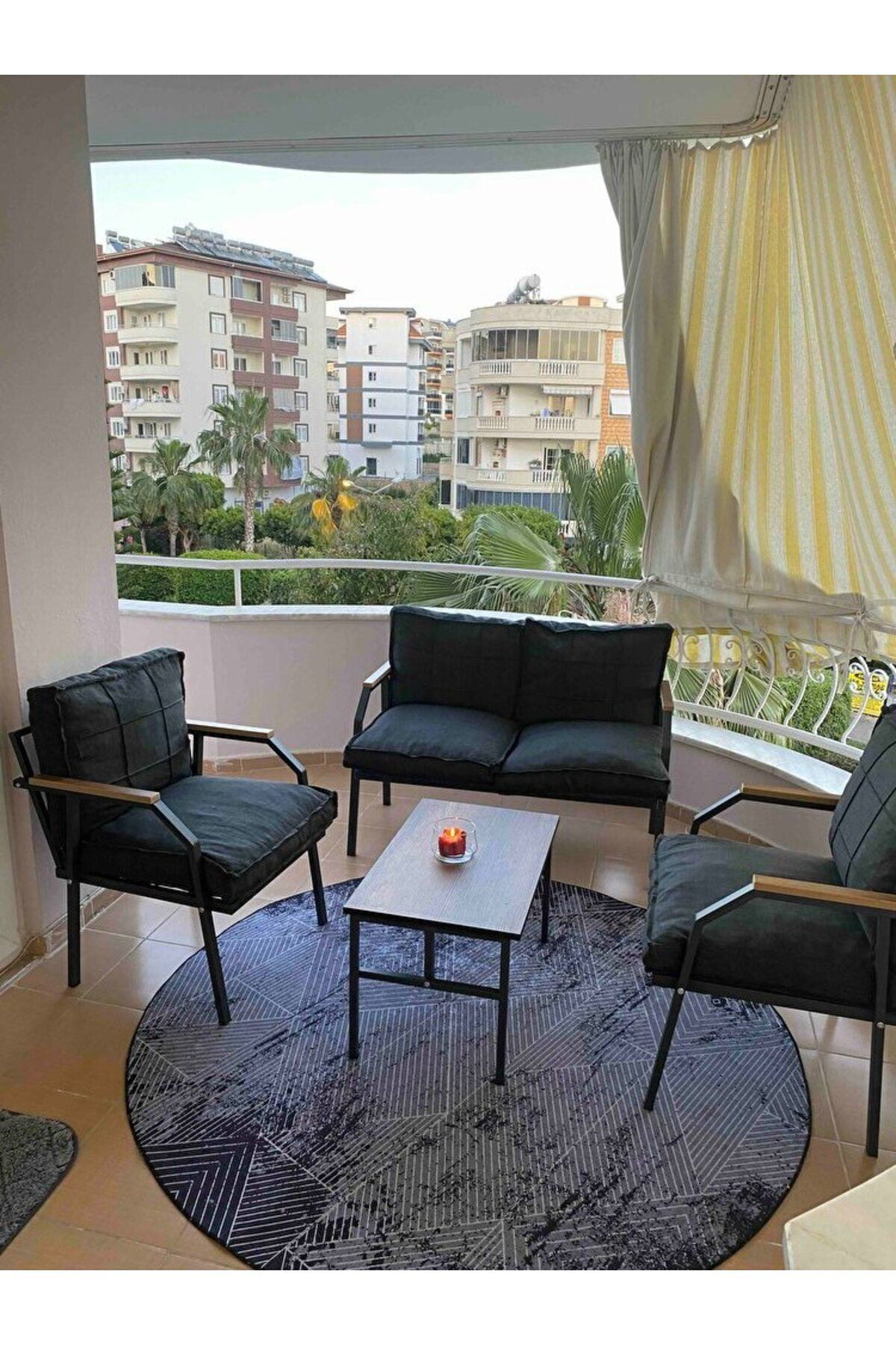 Linda 2+1+1 Bahçe Balkon Takımı, Balkon Mobilyası, Teras Takımı, 