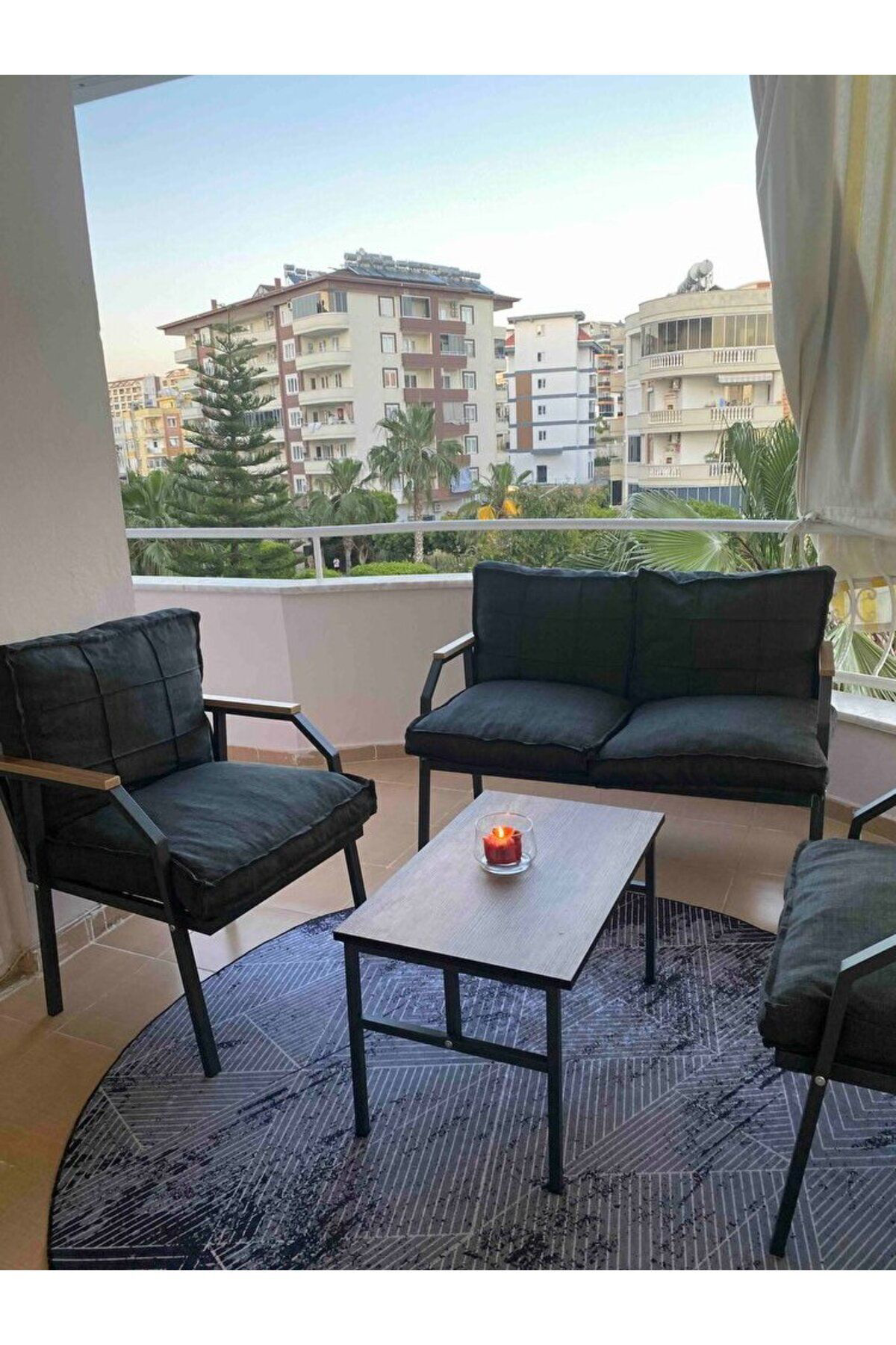 Linda 2+1+1 Bahçe Balkon Takımı, Balkon Mobilyası, Teras Takımı, 