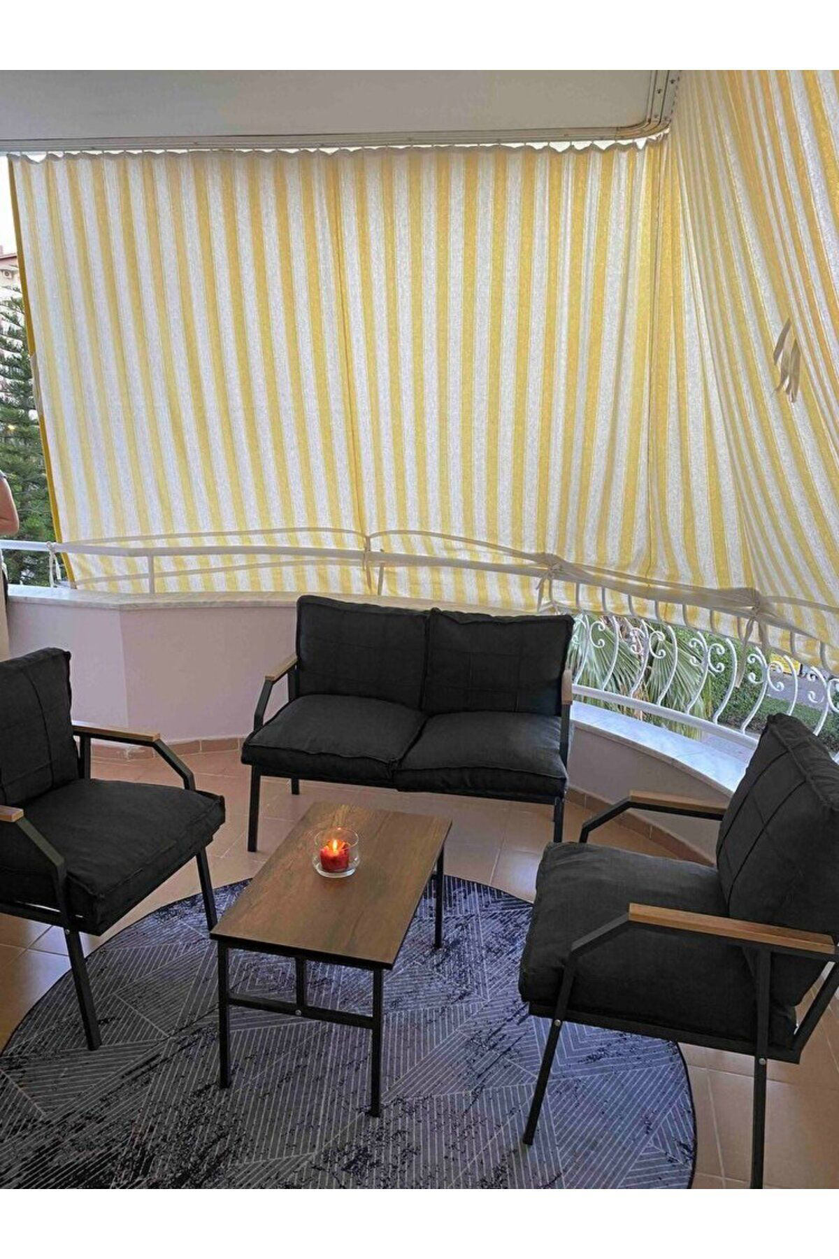 Linda 2+1+1 Bahçe Balkon Takımı, Balkon Mobilyası, Teras Takımı, 