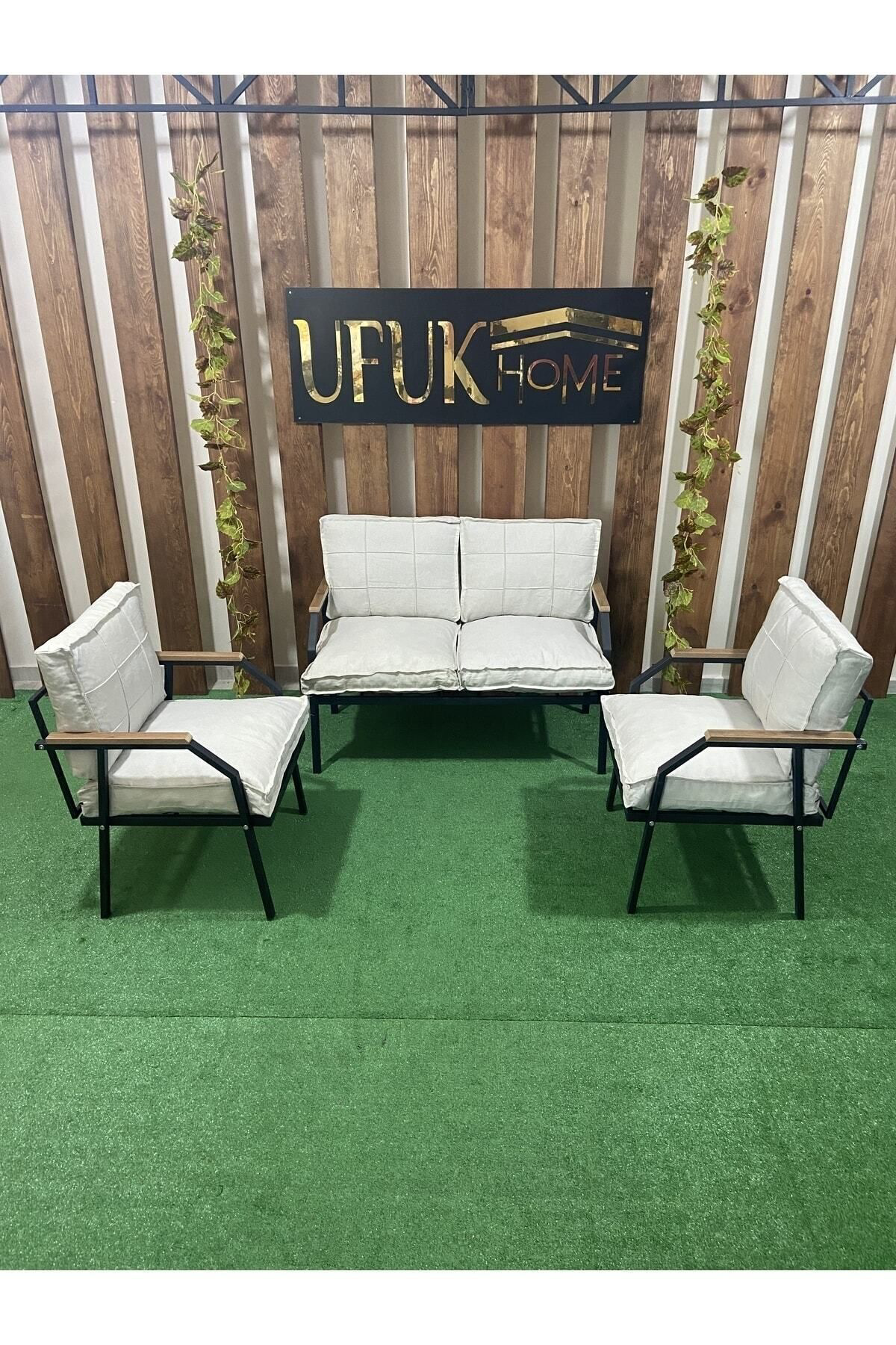 Linda 211 Krem Fermuarlı Bahçe Balkon Takımı, Cafe, Salon - Metal