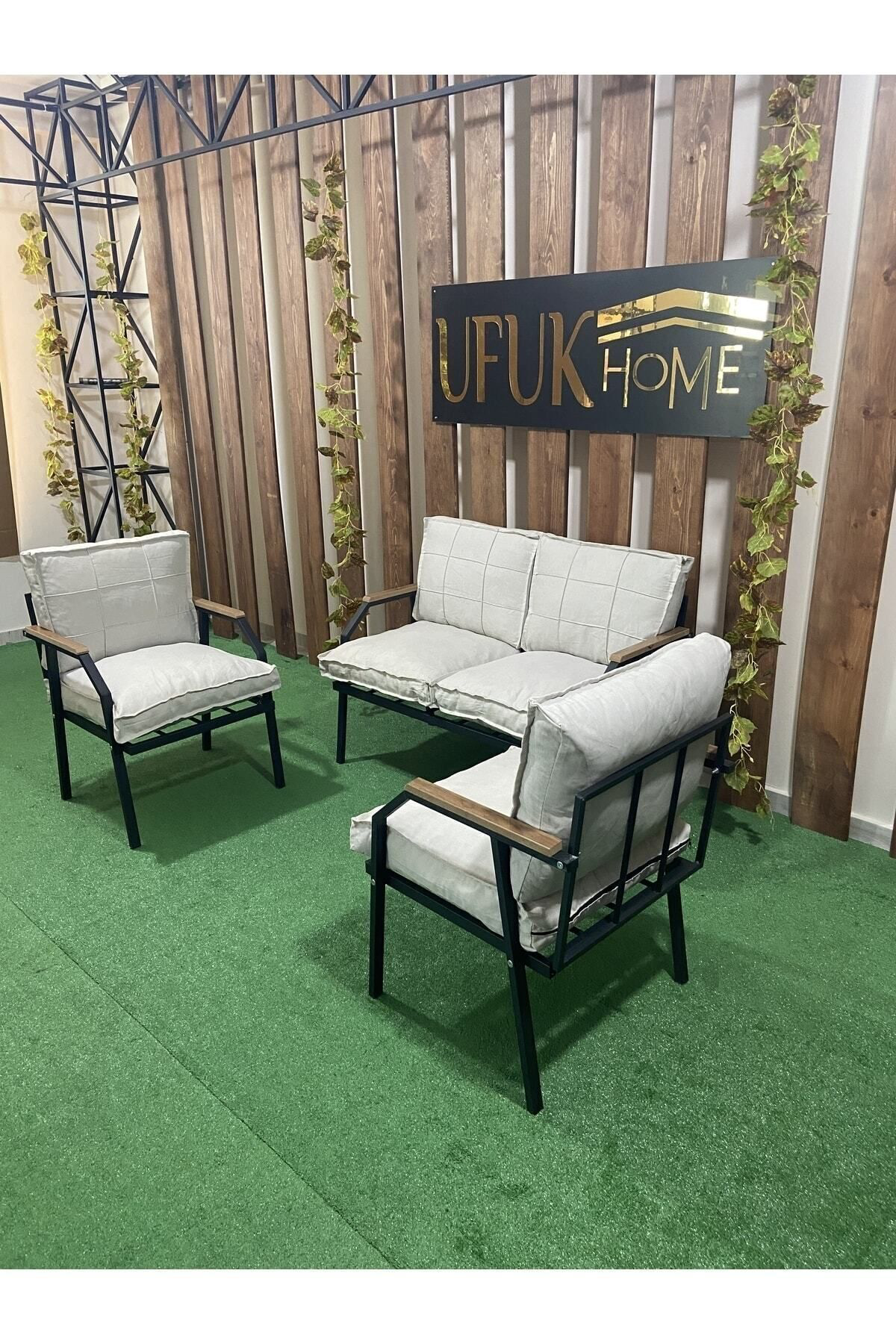 Linda 211 Krem Fermuarlı Bahçe Balkon Takımı, Cafe, Salon - Metal