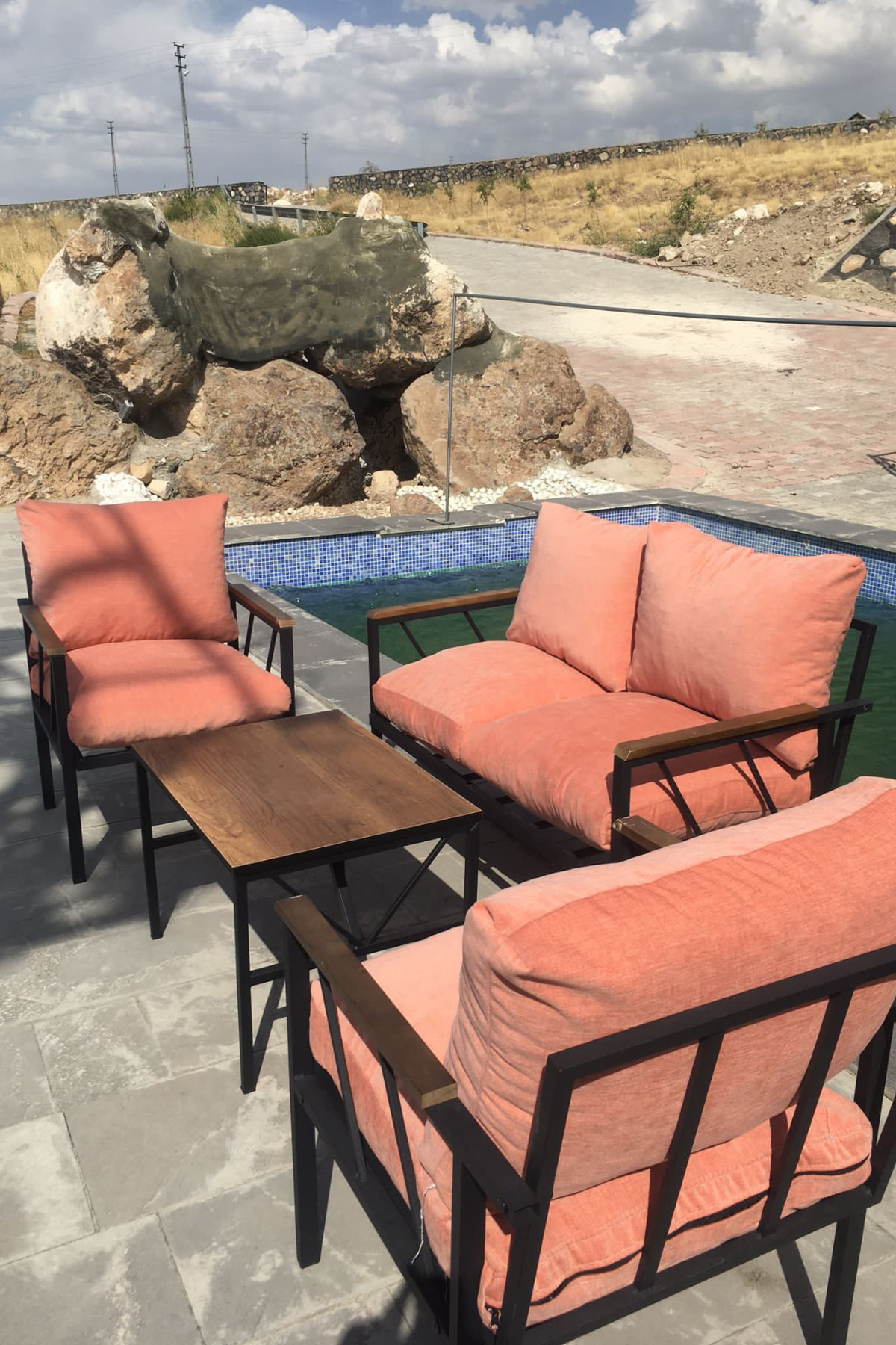 Linda 211 Sehpalı Antrasit Fermuarlı Bahçe Balkon Takımı, Cafe, S