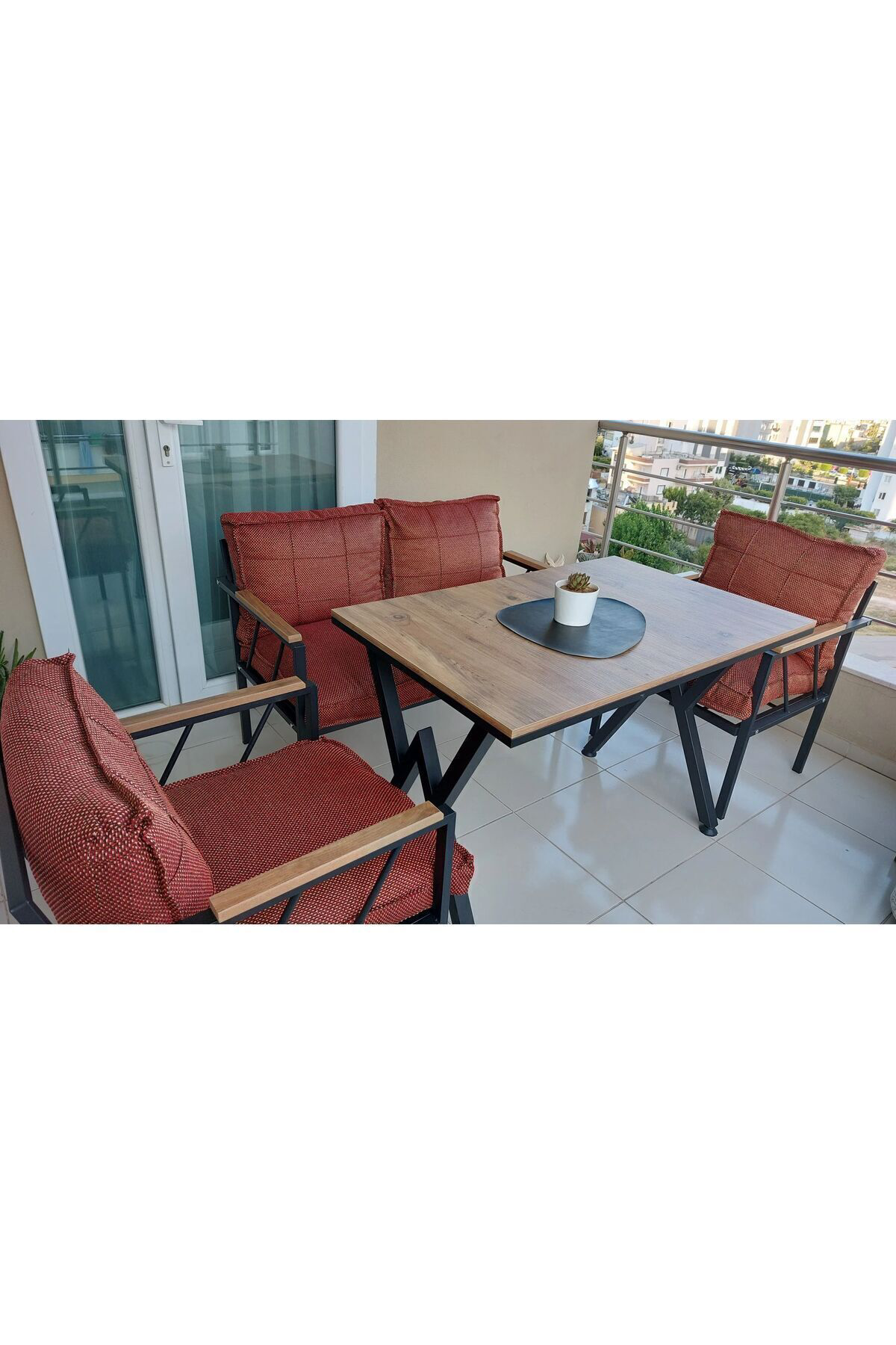 Linda 211 Sehpalı Bahçe Takımı, Balkon,cafe,salon-metal Kanepe Ko