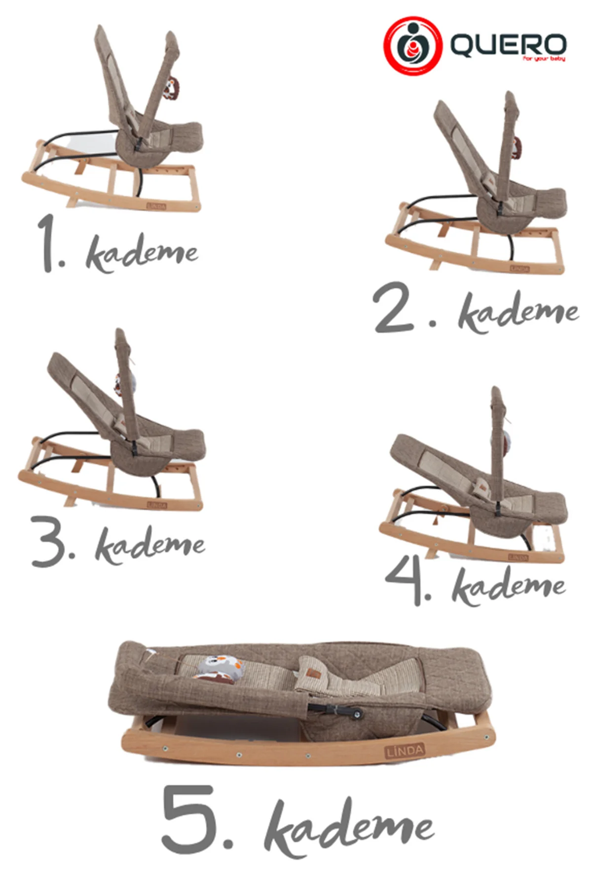 Linda Ahşap Anakucağı, Kademeli, Sallanır, Sabitlenebilir, Oyunca