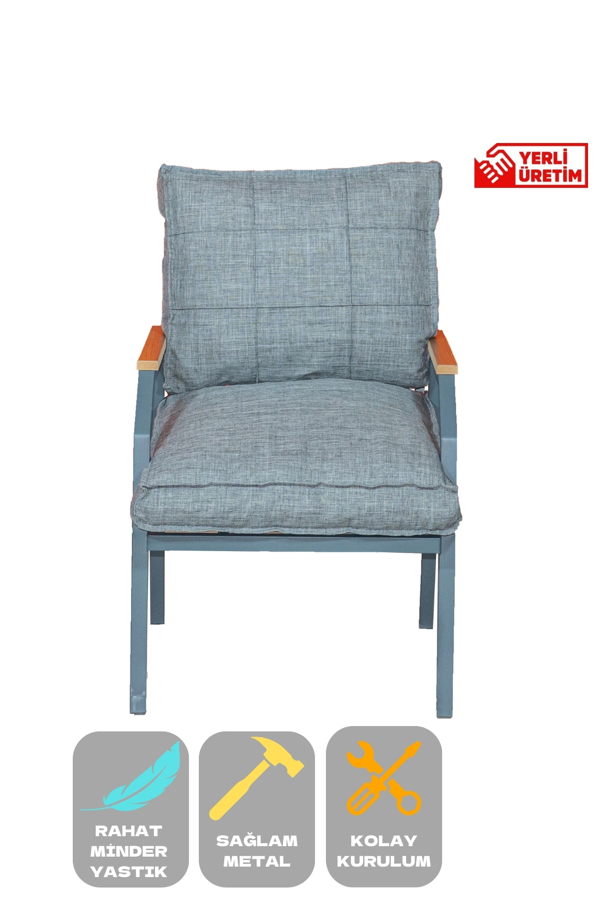 Linda Berjer Tekli Koltuk,Konforlu Balkon Mobilyası,Modern Metal 