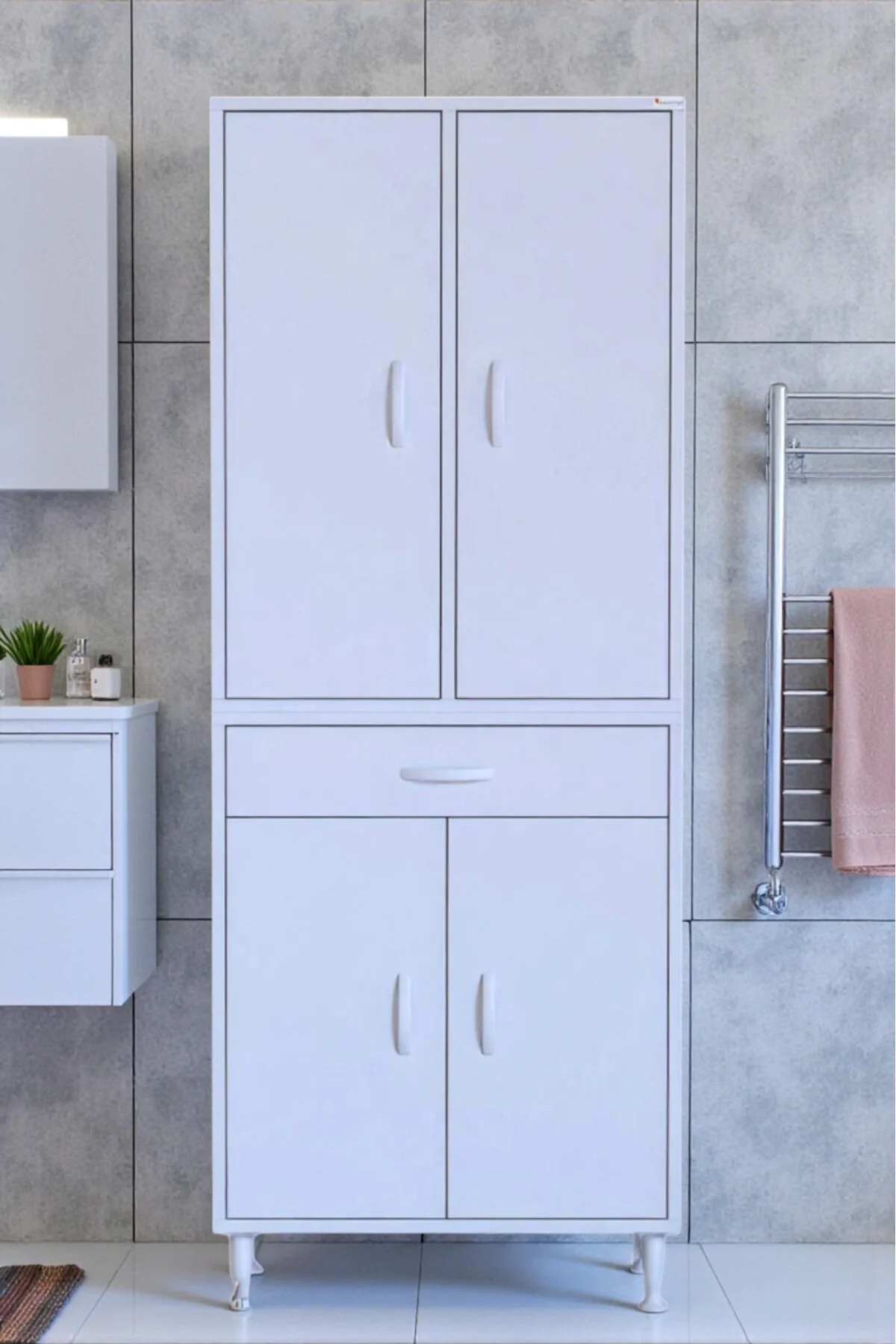 Line Beyaz 55 cm Banyo Dolabı Çok Bölmeli Banyo Düzenleyici Dolap