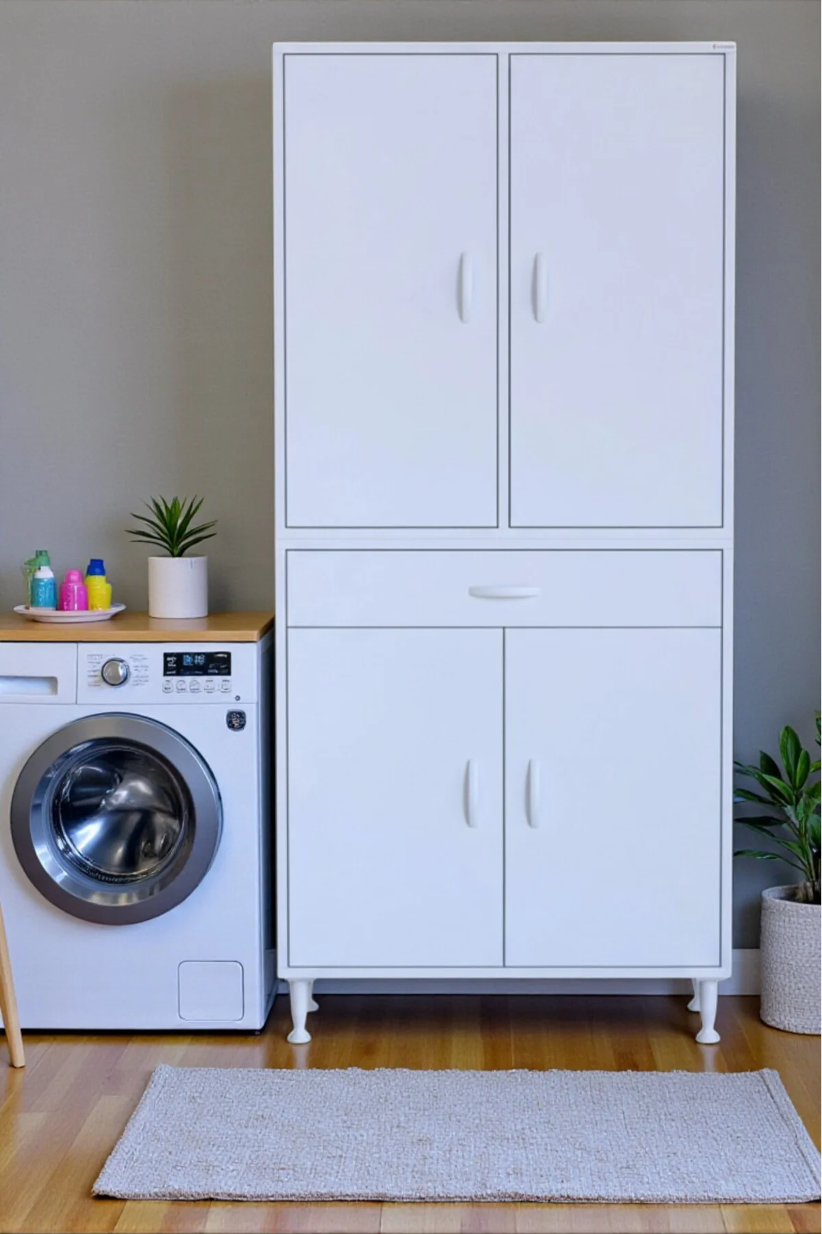 Line Beyaz 80 cm Banyo Dolabı Çok Bölmeli Banyo Düzenleyici Dolap