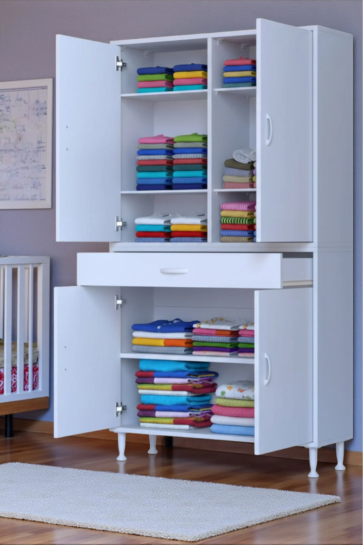 Line Beyaz 90 cm Banyo Dolabı Çok Bölmeli Banyo Düzenleyici Dolap