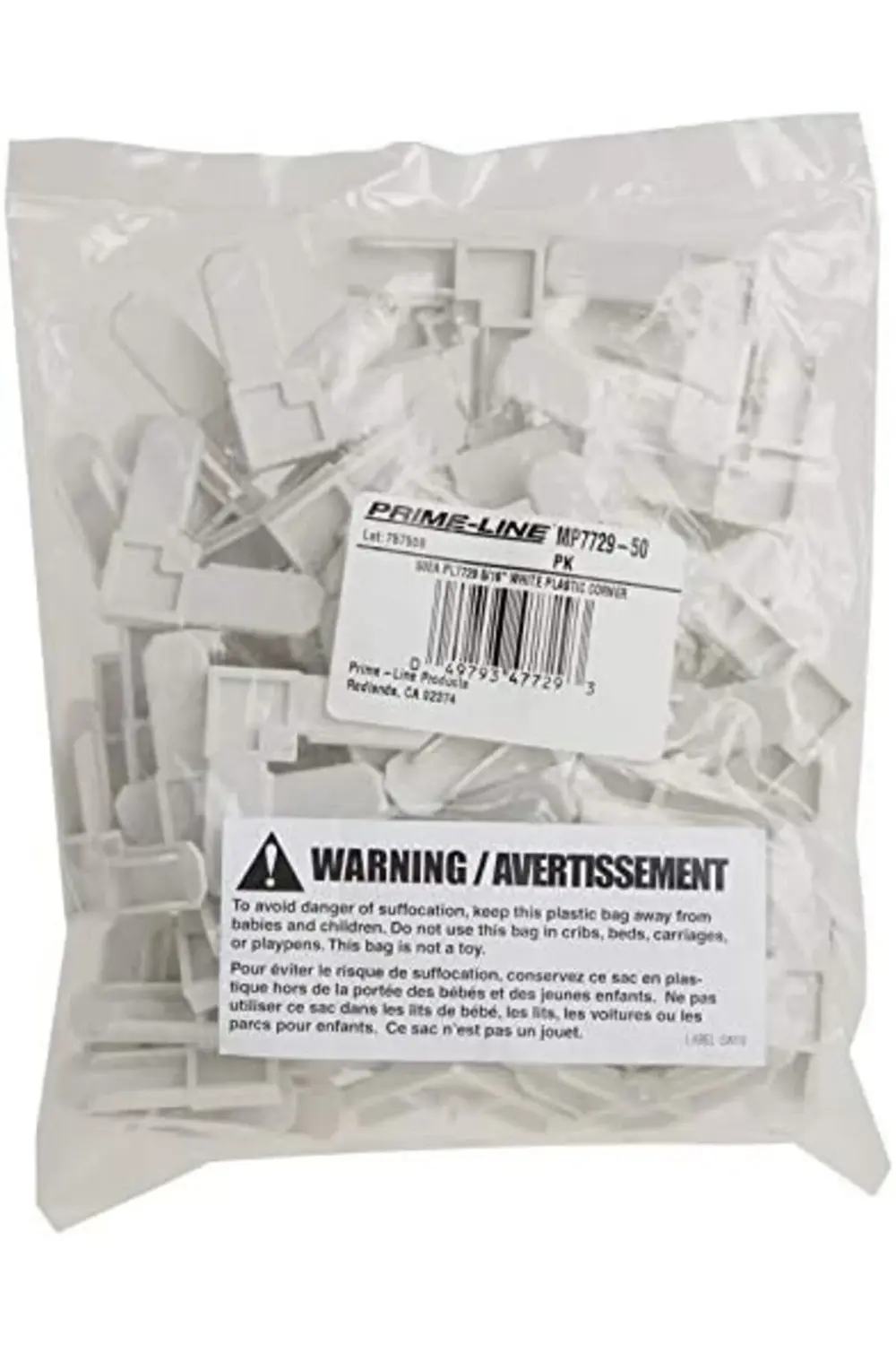 Line MP7729 – 50 Screen çerçeve köşe, 5/16 x 3/4 inç, beyaz plast