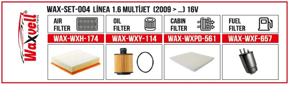 LİNEA 1.6 MULTİJET FİLTRE BAKIM SETİ  (2009 > …) 16V