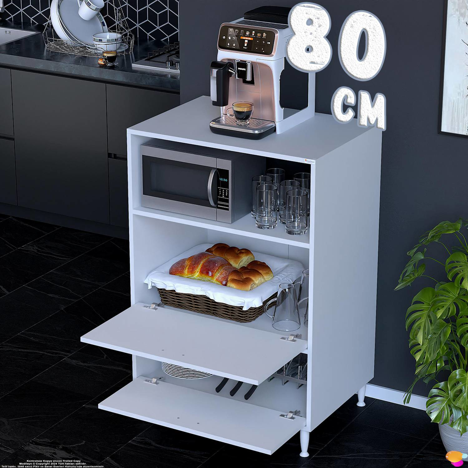 Linea Üstü Açık Mutfak Dolabı 80 cm Mikrodalga Fırın Tezgahı Çift Linea Üstü Açık Mutfak Dolabı 80 cm Mikrodalga Fırın Tezgahı Çift