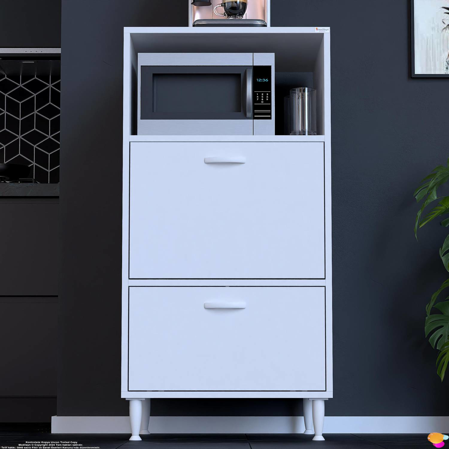 Linea Üstü Açık Mutfak Dolabı 60 cm Mikrodalga Fırın Tezgahı Çift - Görsel 3