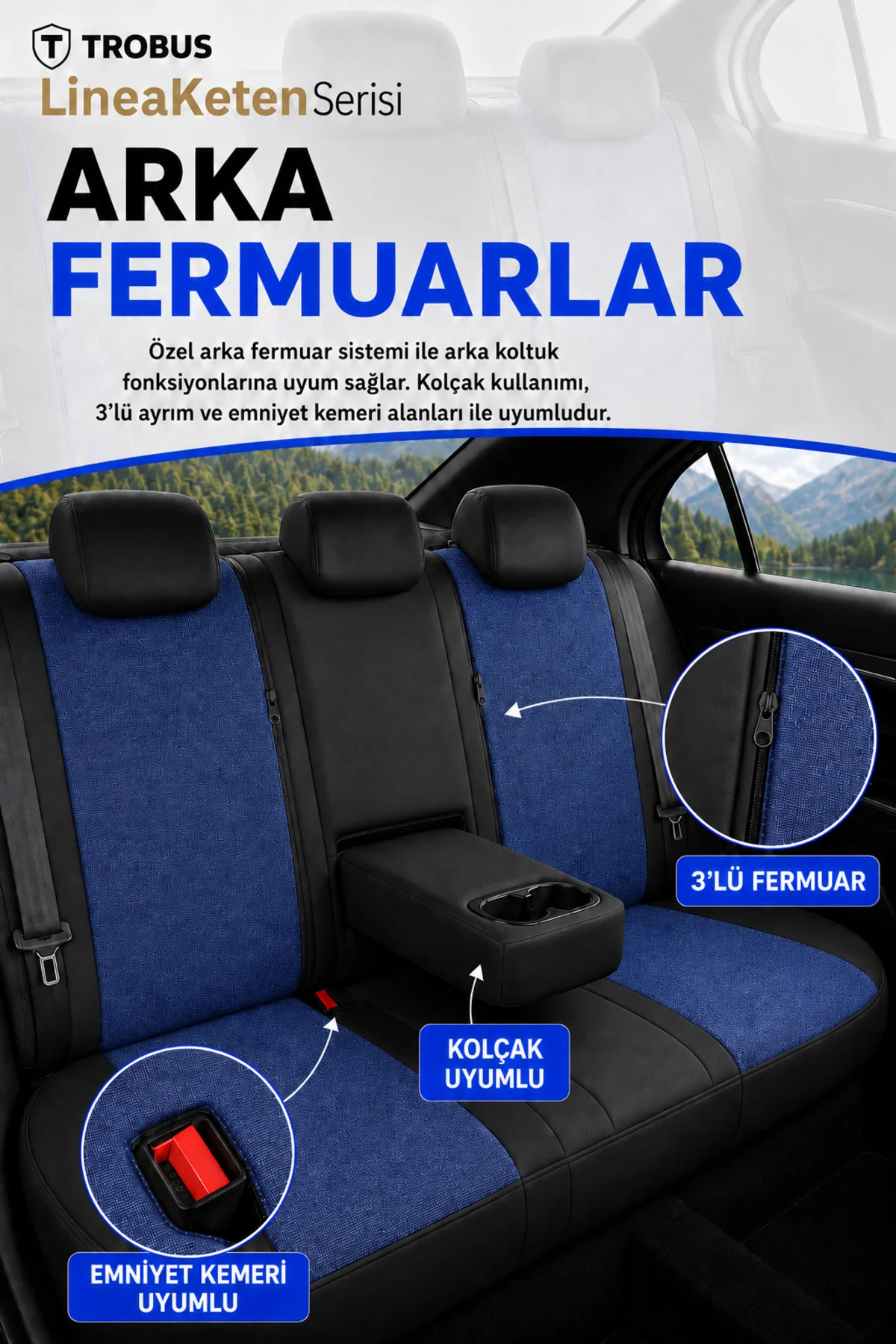 LineaKeten Serisi Ortopedik Keten Oto Koltuk Kılıfı Mavi Siyah Fiyatı, Yorumları ve Özellikleri
