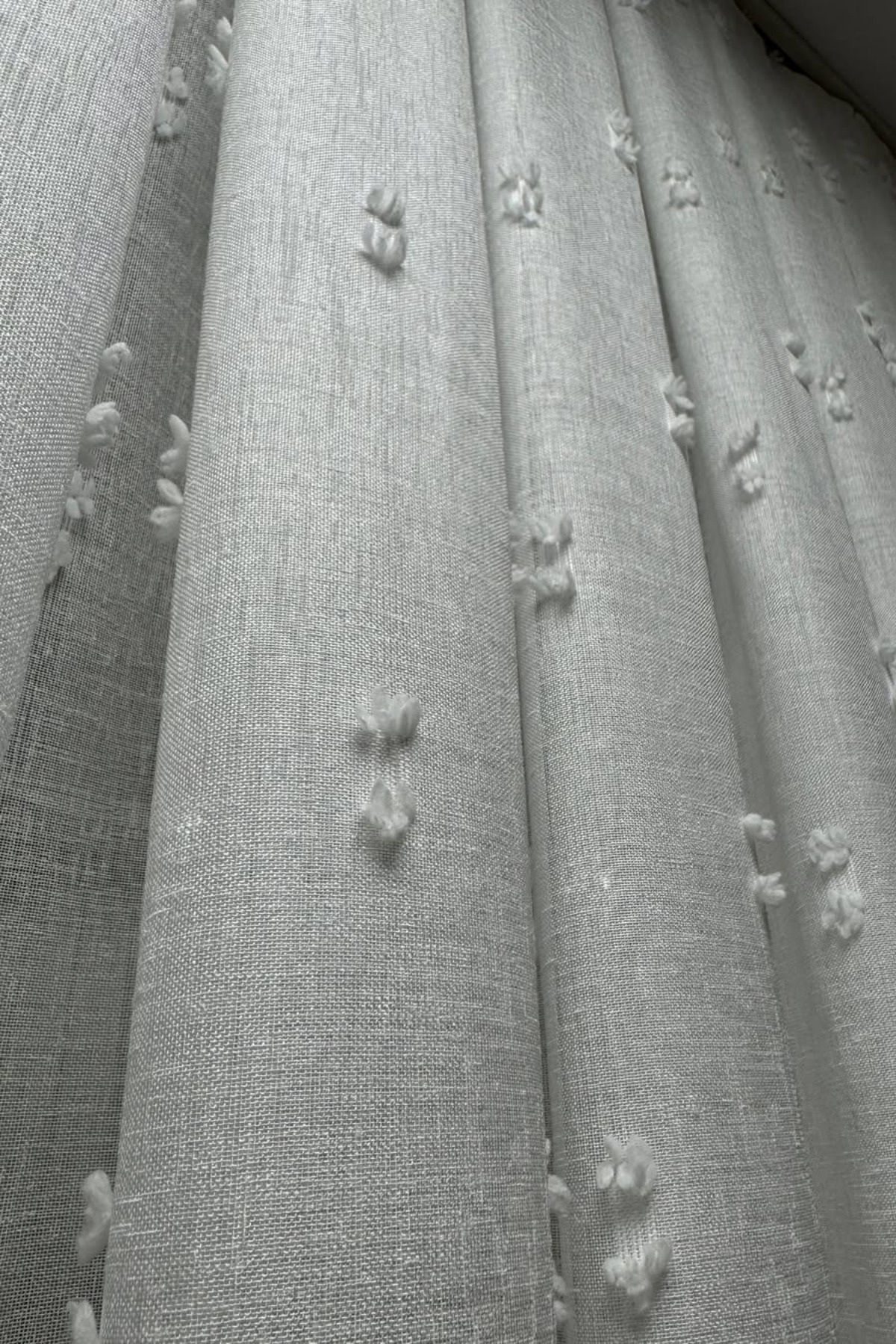 Özgün Perde Linen Ponpon Tül Perde|1/3 Sık Pile| Keten Kumaş, Ağır Gramaj, Ku