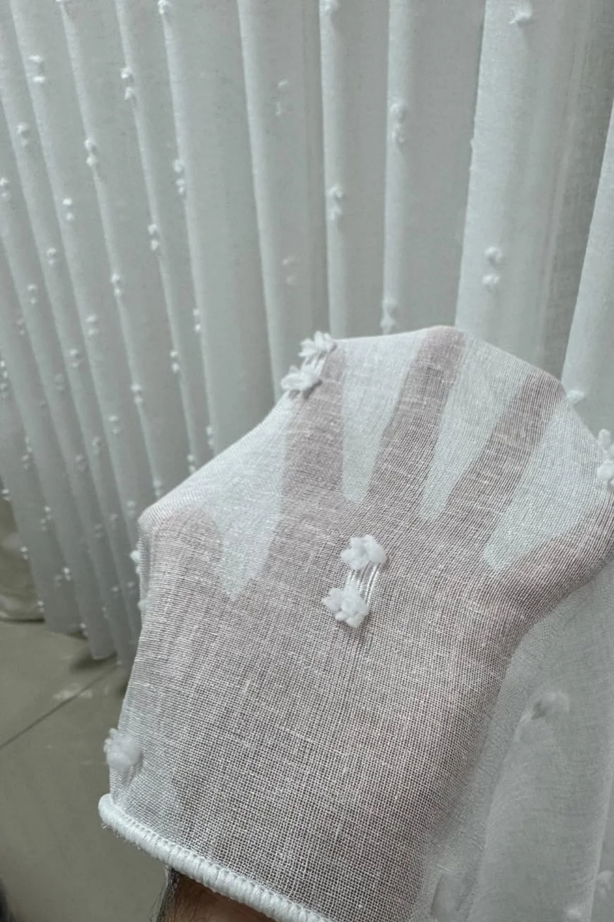 Linen Ponpon Tül Perde|1/3 Sık Pile| Keten Kumaş, Ağır Gramaj, Ku