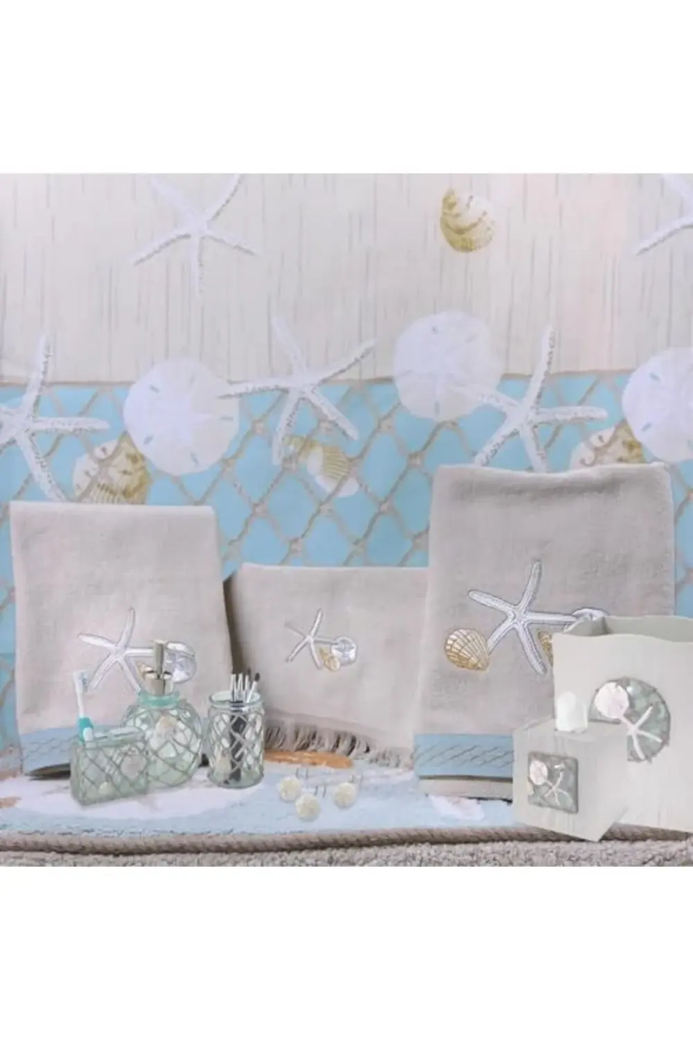 Linens - Çöp Sepeti, Dekoratif Çöp Kovası, Plajdan Esinlenen Bany