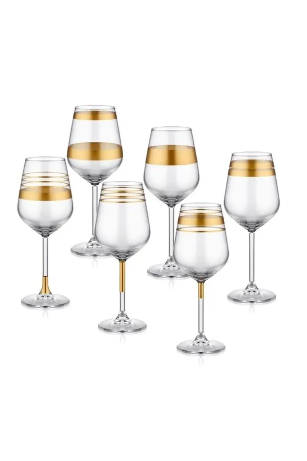 Lines Şarap Kadehi 6'lı Set -Gold