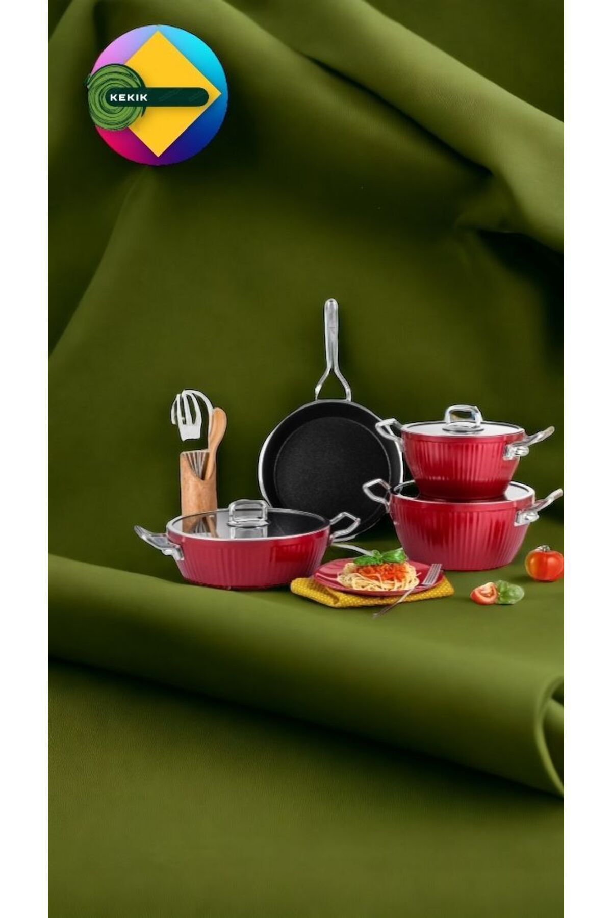 Lines/Ayseren 7 Parça Granit Tencere Seti Metal Kulp