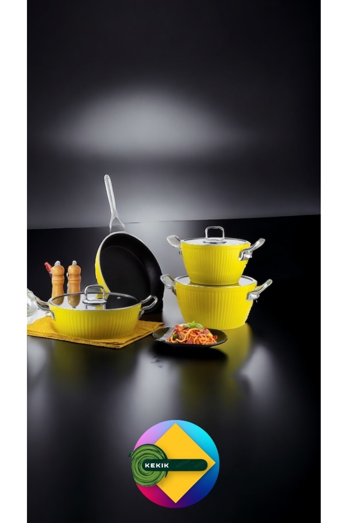 Lines/Ayseren 7 Parça Granit Tencere Seti Metal Kulp