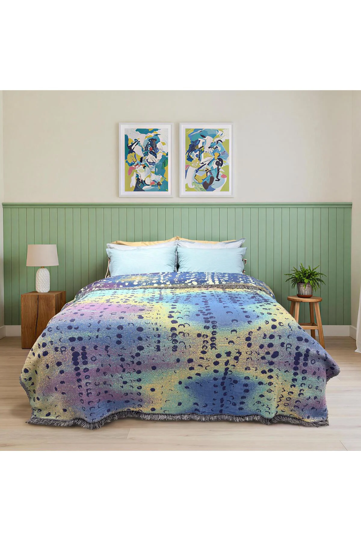 Lingo Multicolor Çift Kişilik %100 Pamuk İpliği Boyalı Pike Takımı