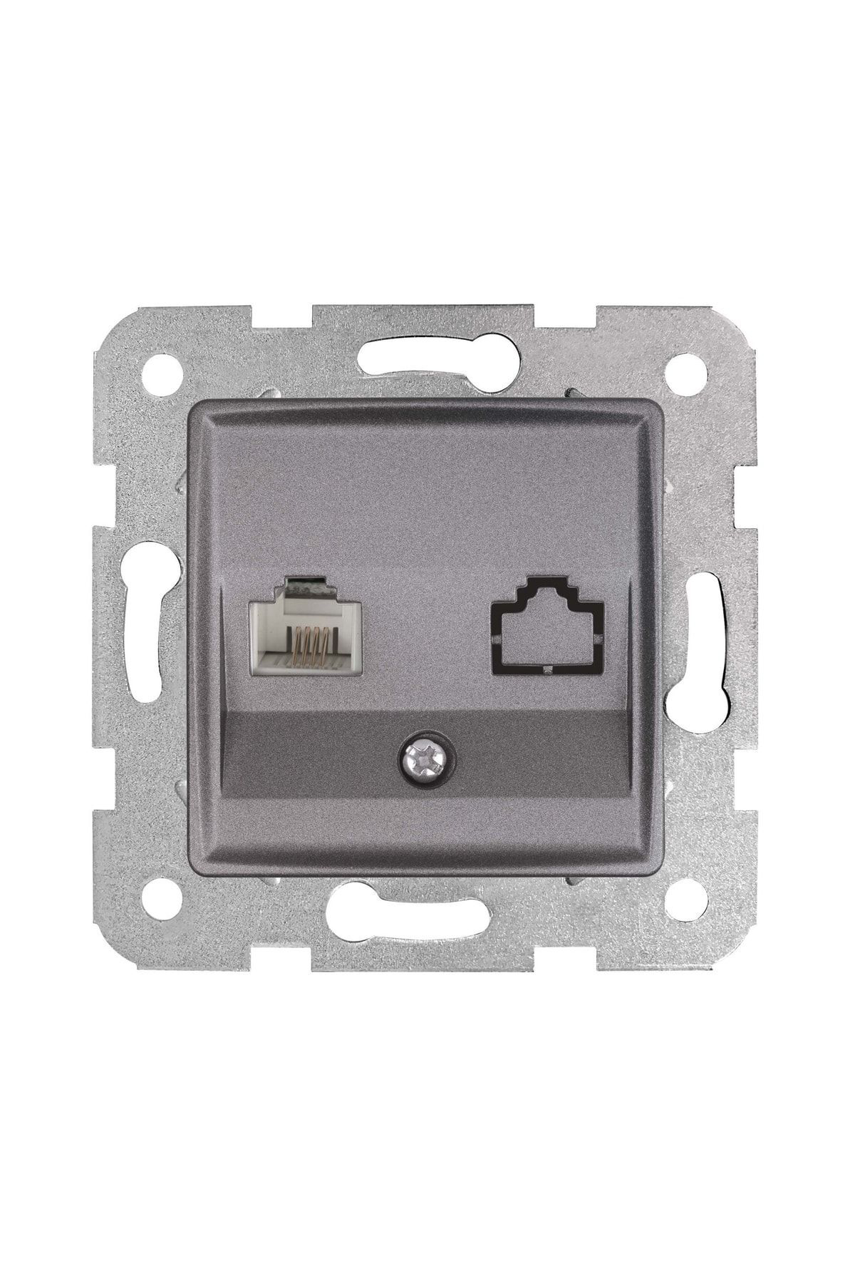 Linnera Life Granit Grisi Tekli Nümeris Cat-3 Telefon Prizi Çerçe