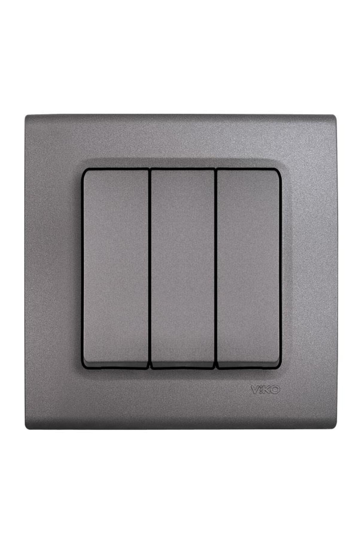 LİNNERA LİFE GRANİT GRİSİ ÜÇLÜ ANAHTAR ÇERÇEVELİ