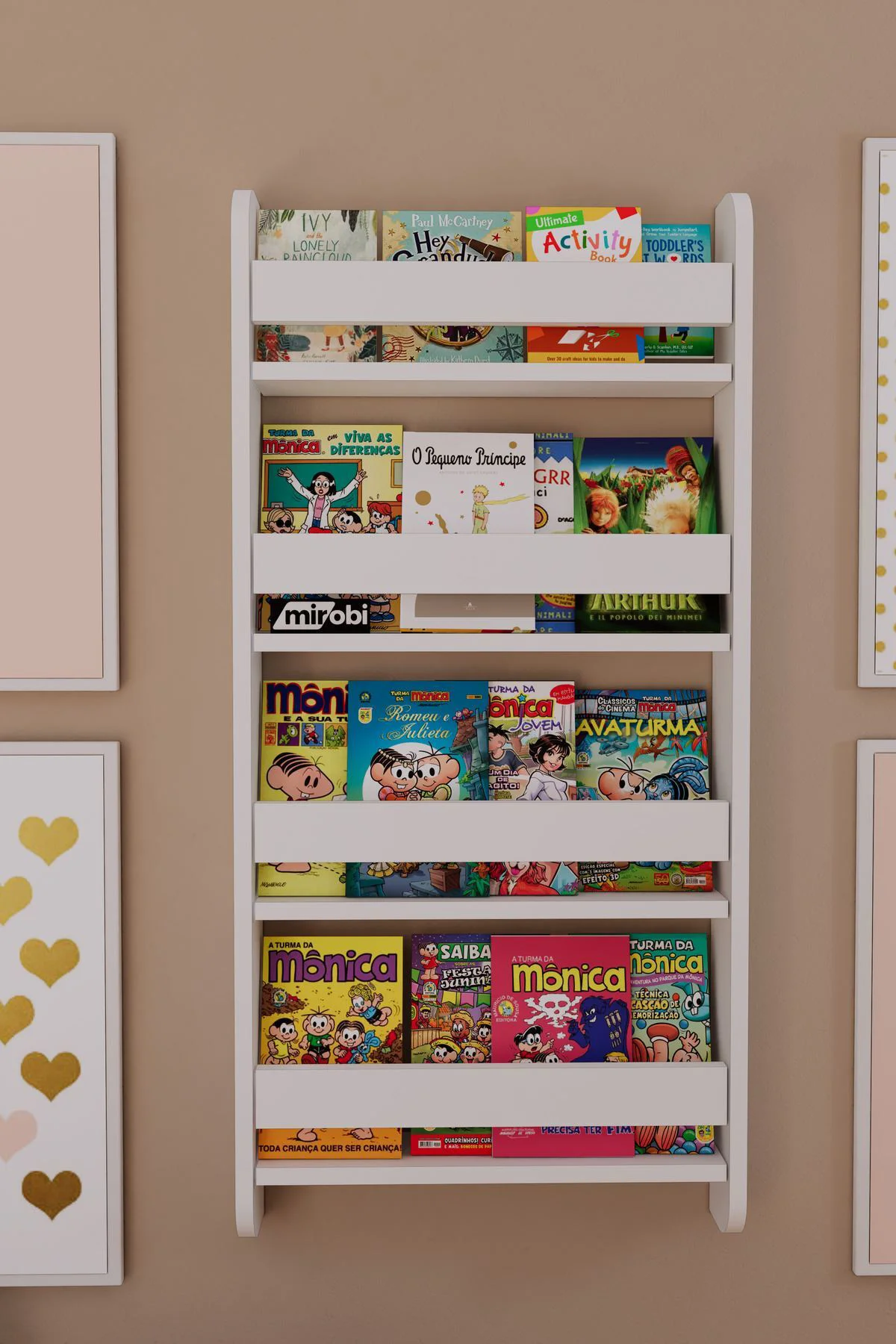 Lino 4 Raflı Montessori Kitaplık Eğitici Çocuk Kitaplığı Çocuk Od