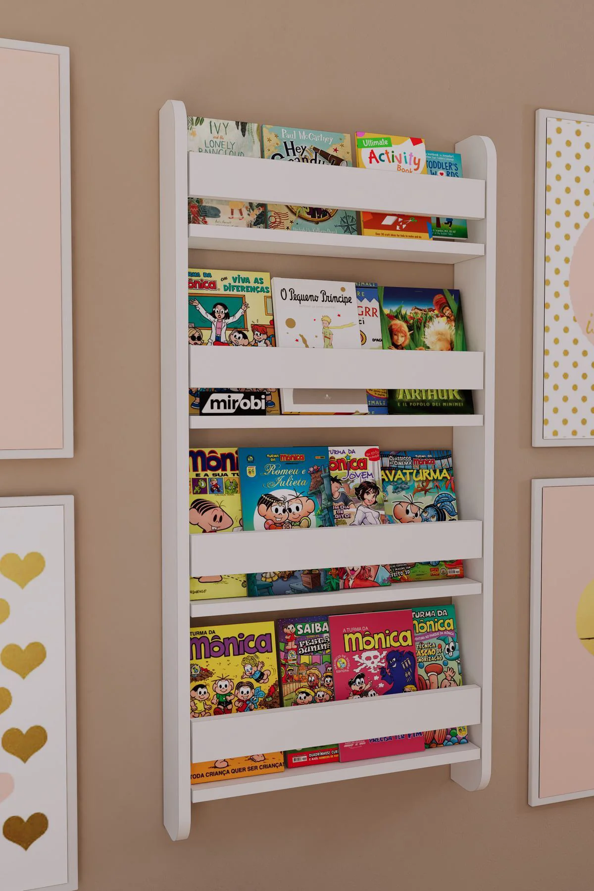 Lino 4 Raflı Montessori Kitaplık Eğitici Çocuk Kitaplığı Çocuk Od