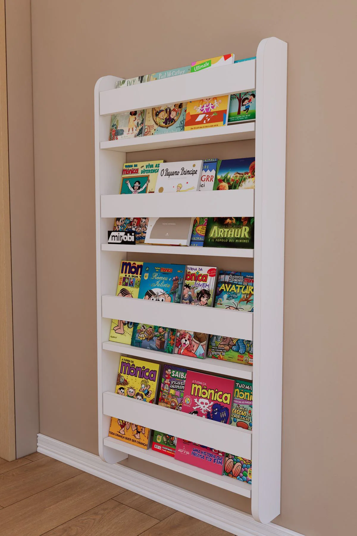Lino 4 Raflı Montessori Kitaplık Eğitici Çocuk Kitaplığı Çocuk Od